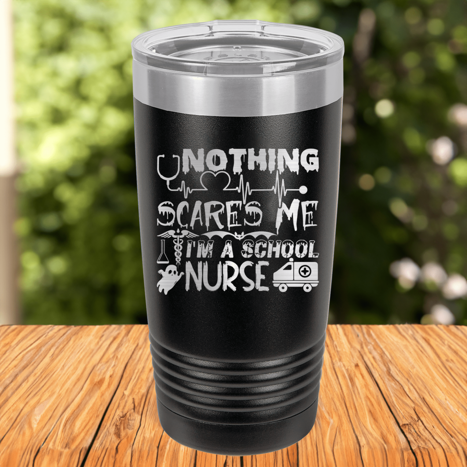 Funny Nothing Scares Me Im A Nurse Ringed Tumbler