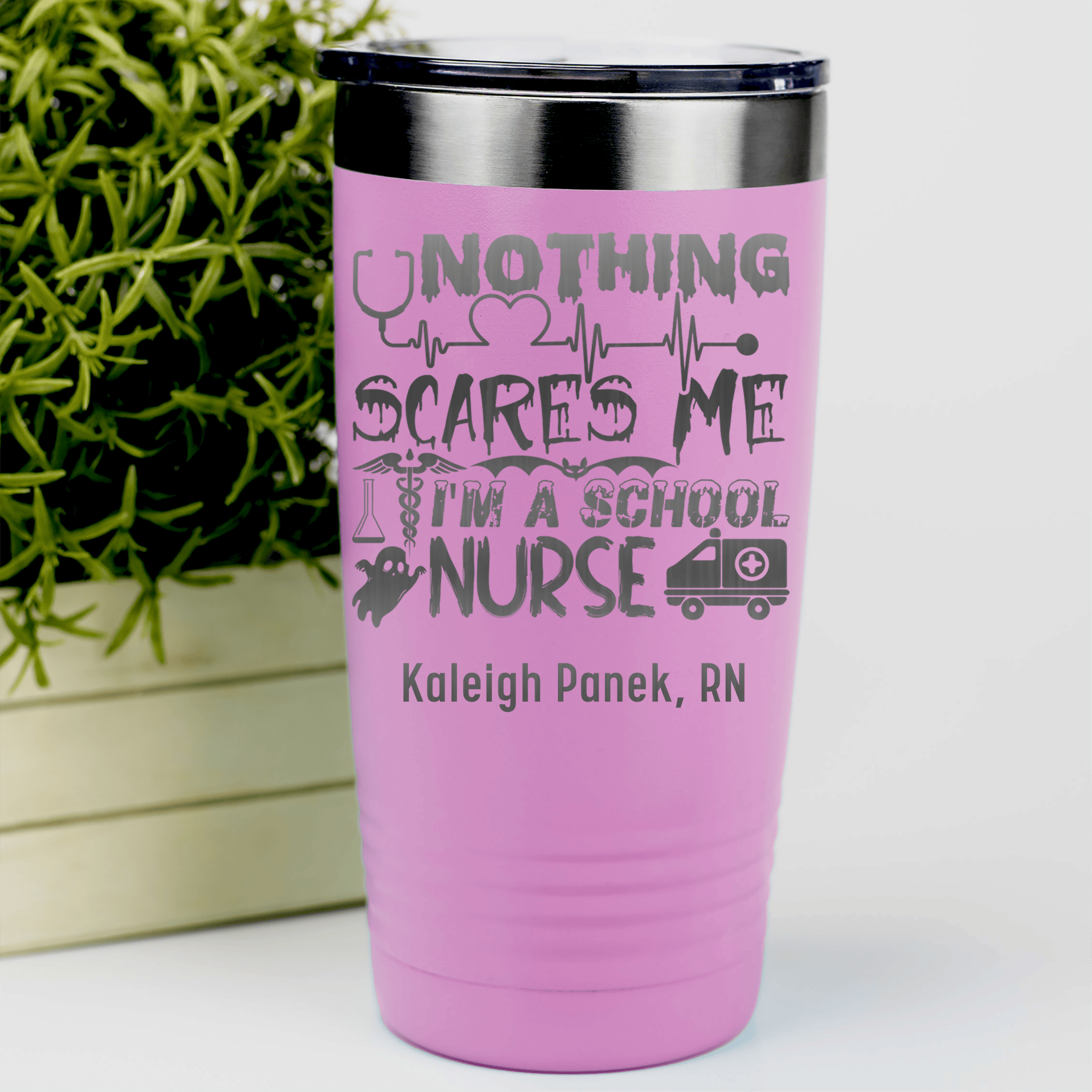 Pink Nurse Tumbler With Nothing Scares Me Im A Nurse Design