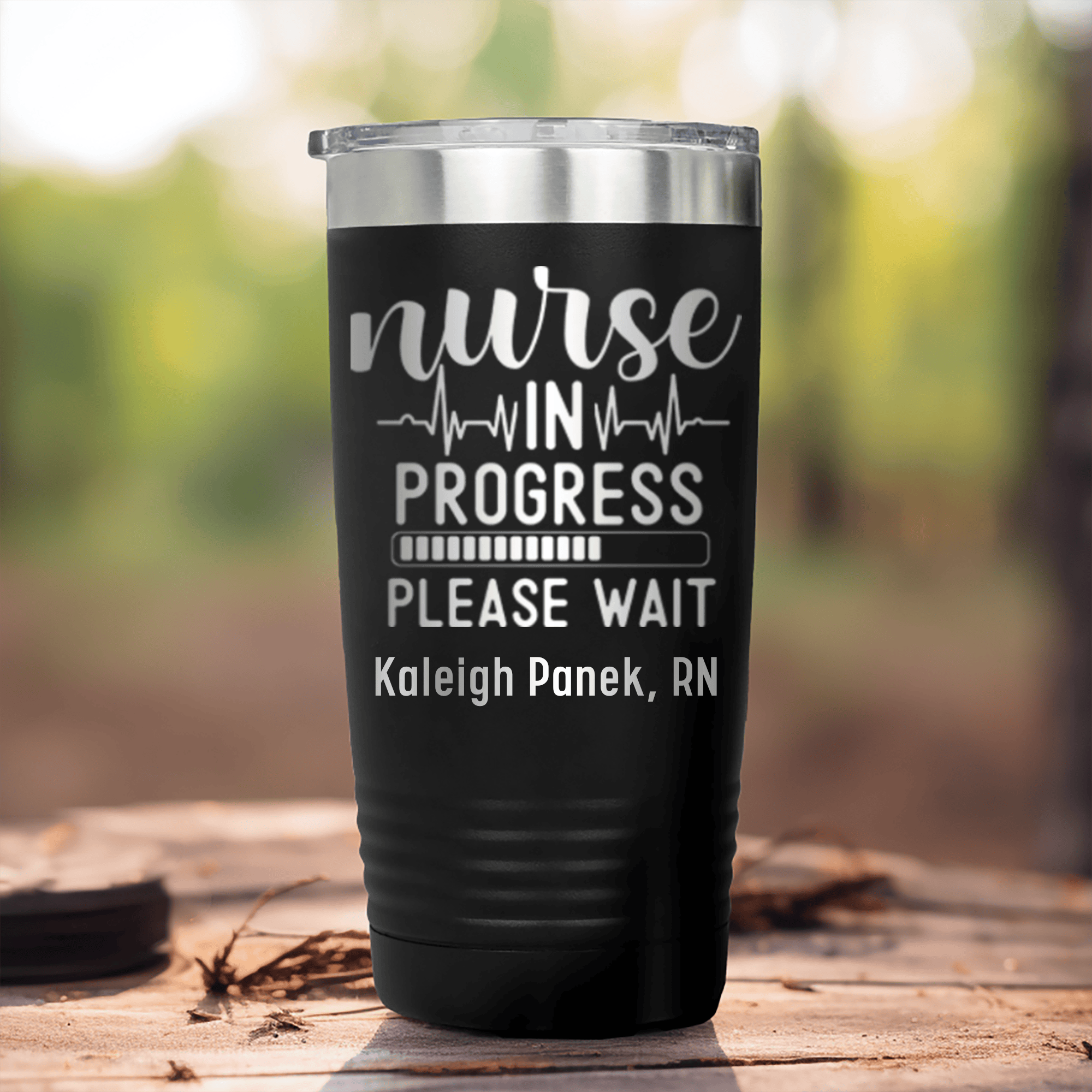 Black Nurse Tumbler With Nurse In Progress Design