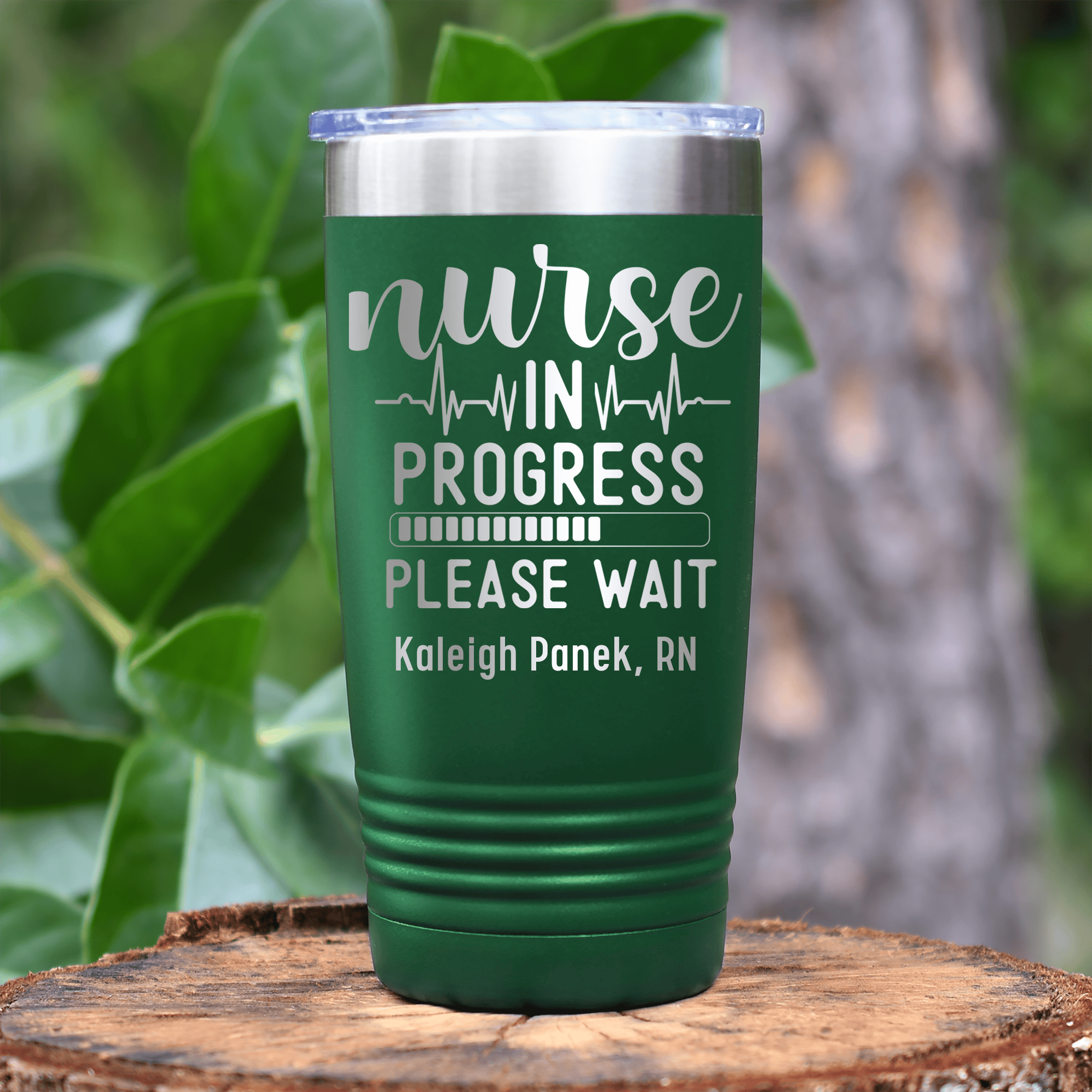 Green Nurse Tumbler With Nurse In Progress Design