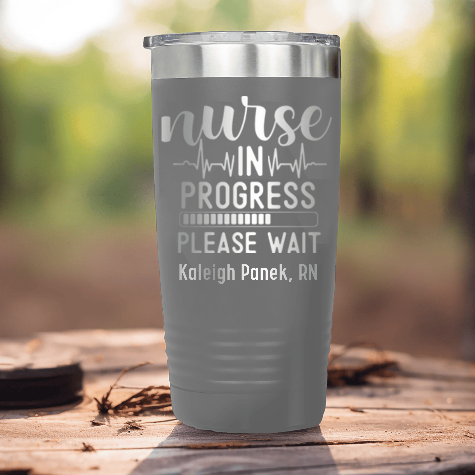 Grey Nurse Tumbler With Nurse In Progress Design