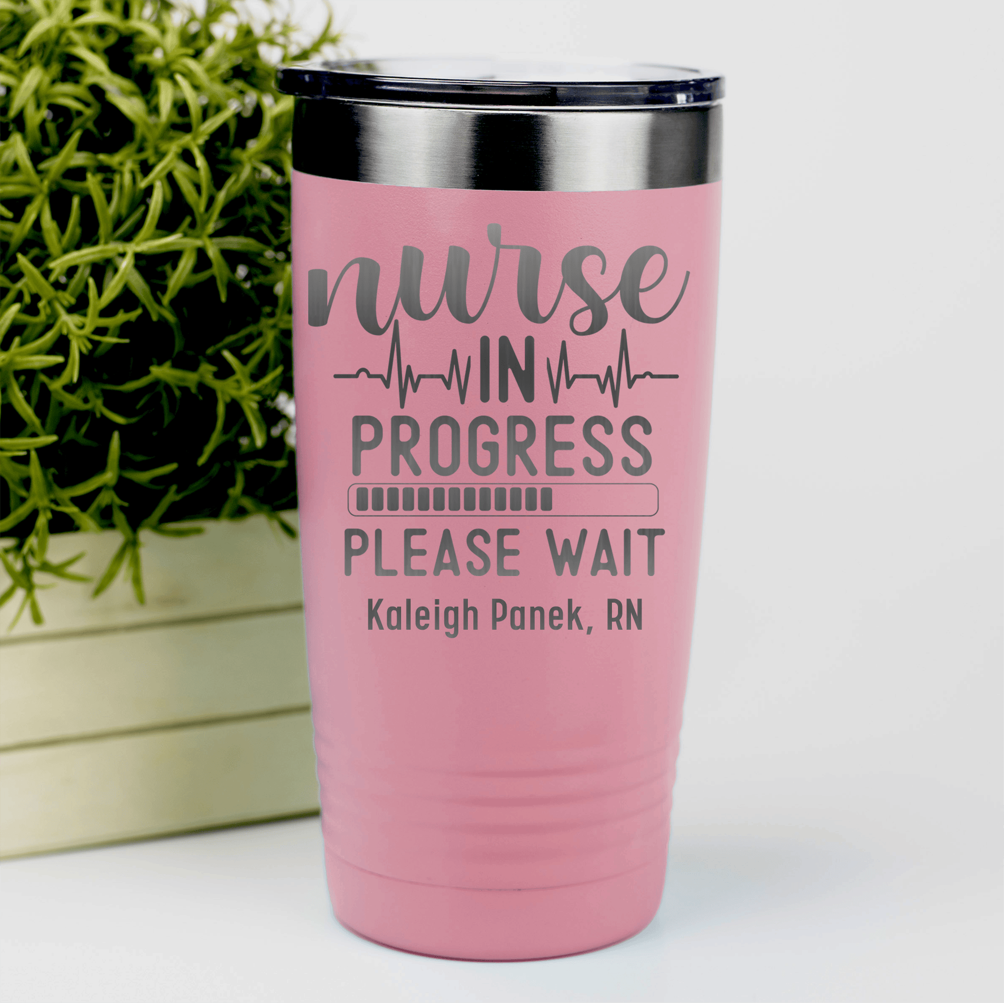 Salmon Nurse Tumbler With Nurse In Progress Design