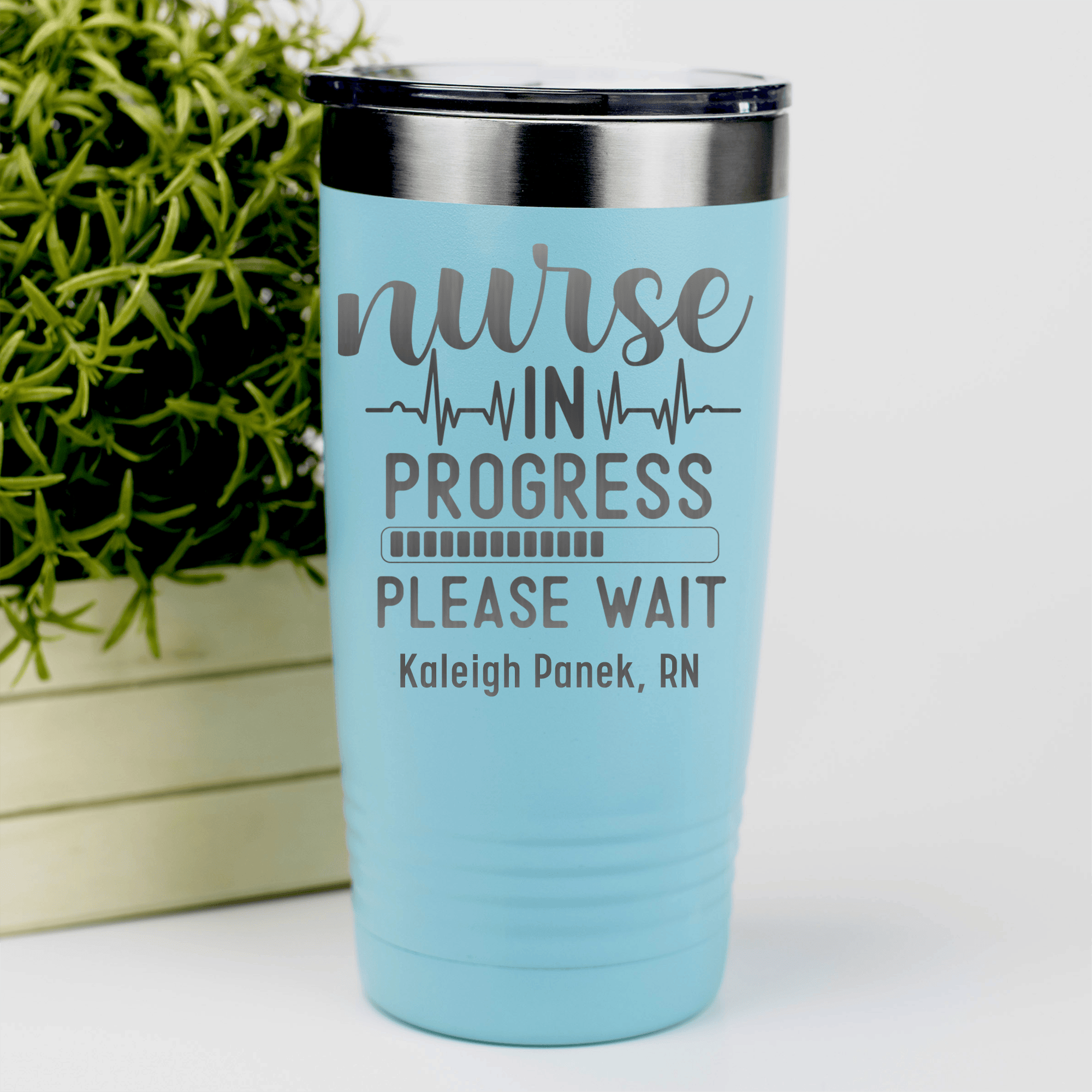 Teal Nurse Tumbler With Nurse In Progress Design