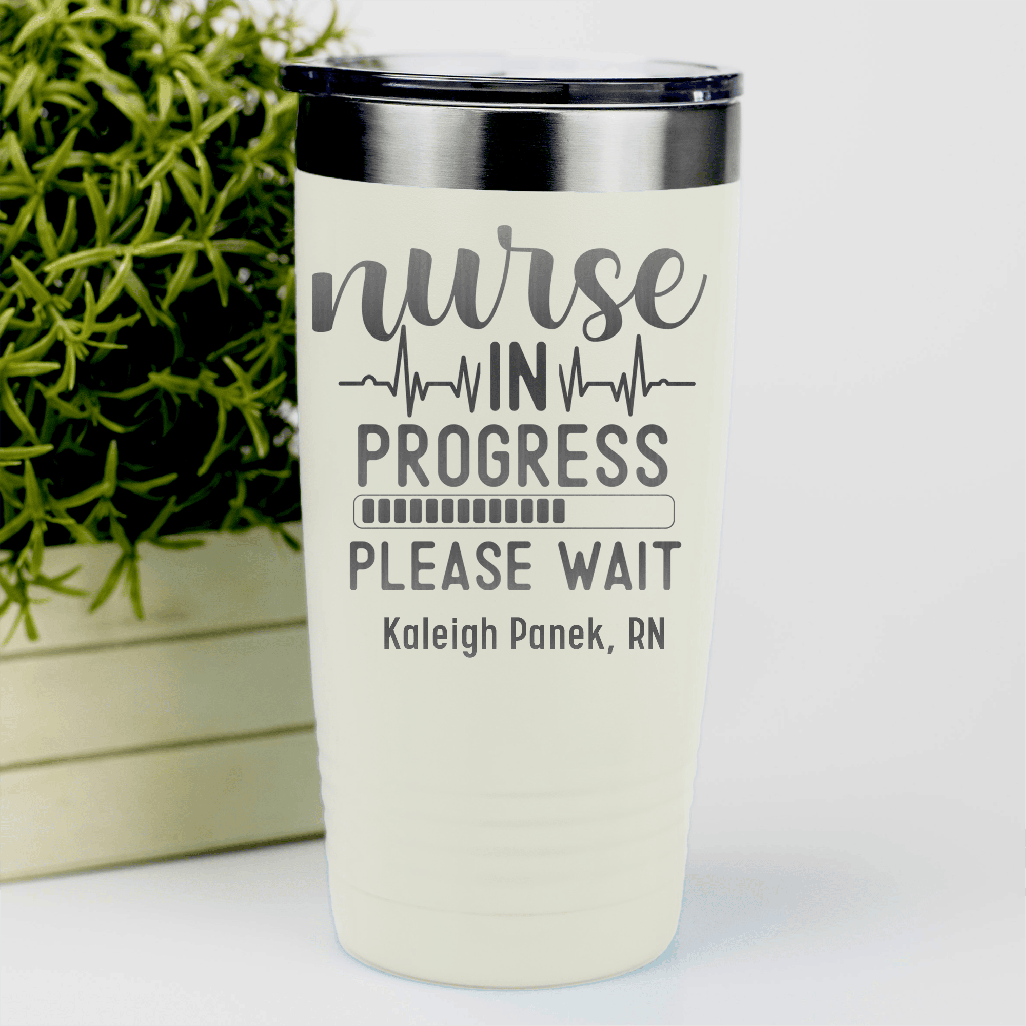 White Nurse Tumbler With Nurse In Progress Design