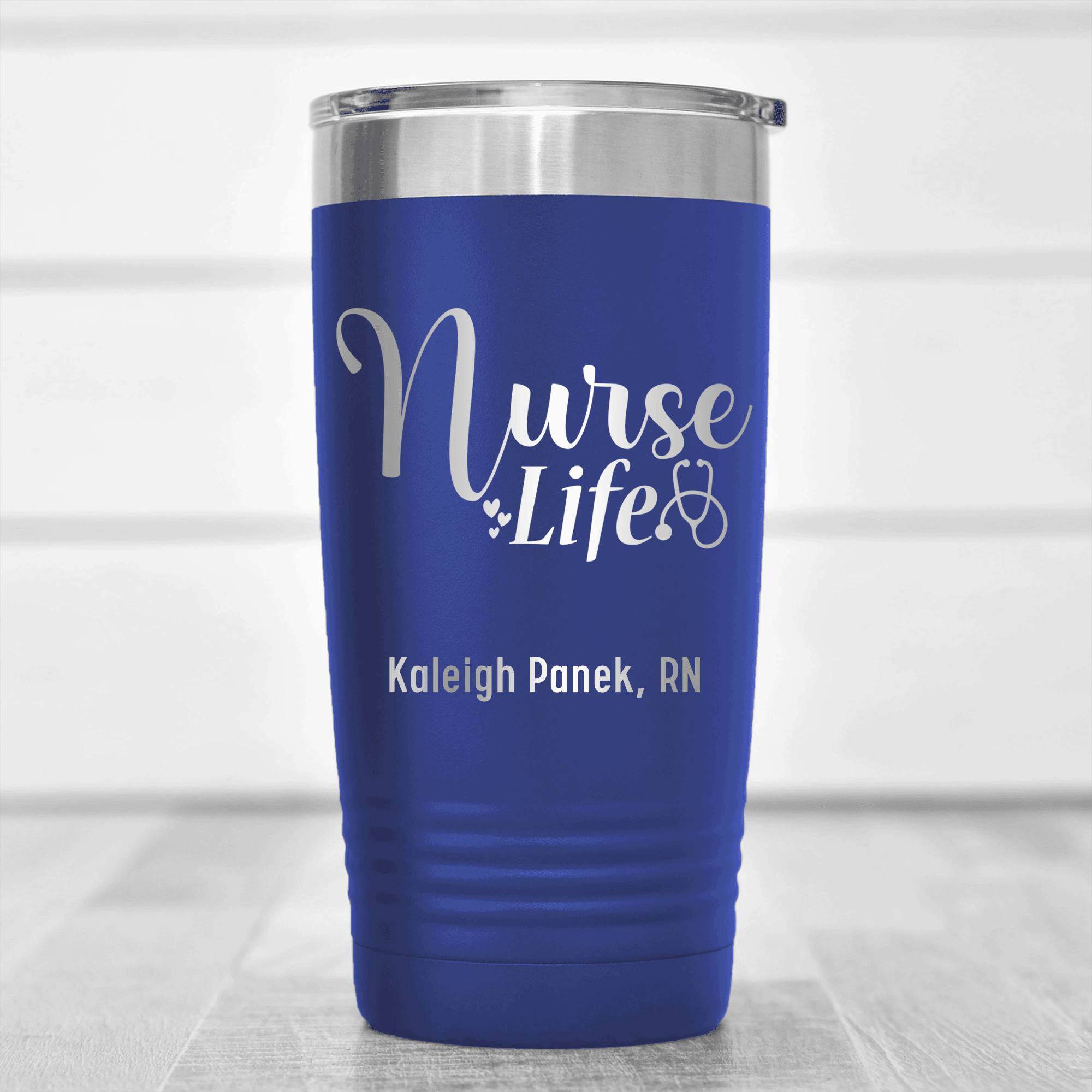 Blue Nurse Tumbler With Nurse Life Design