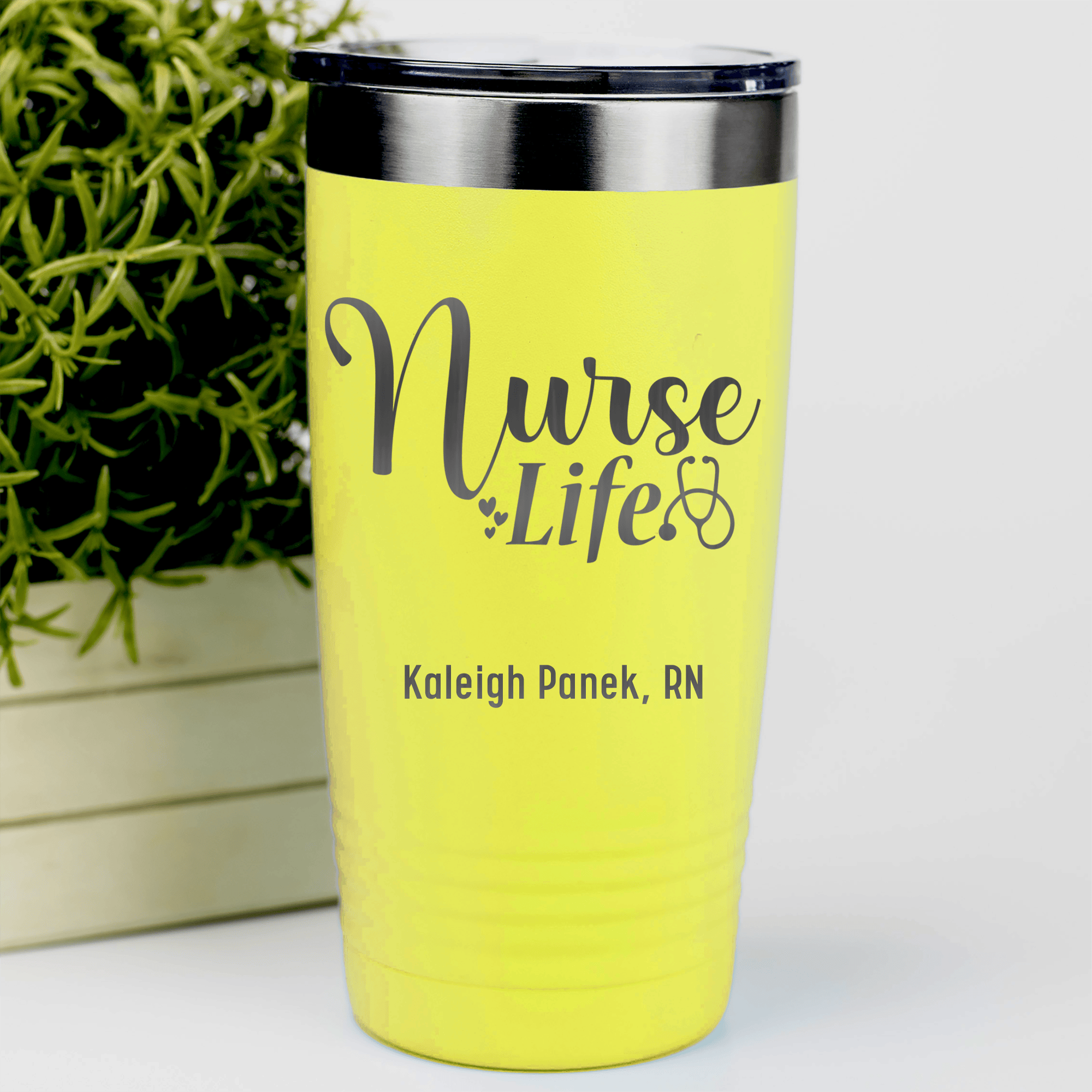 Yellow Nurse Tumbler With Nurse Life Design