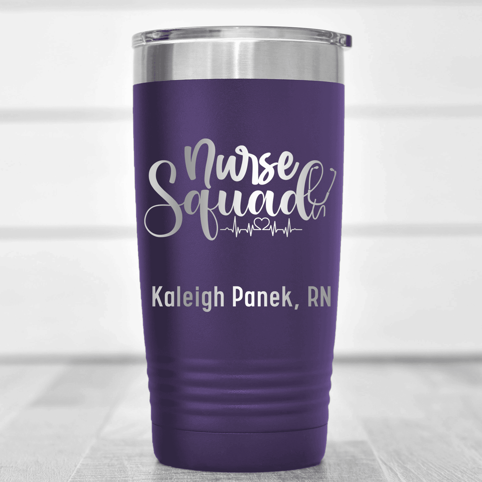 Purple Nurse Tumbler With Nurse Squad Design