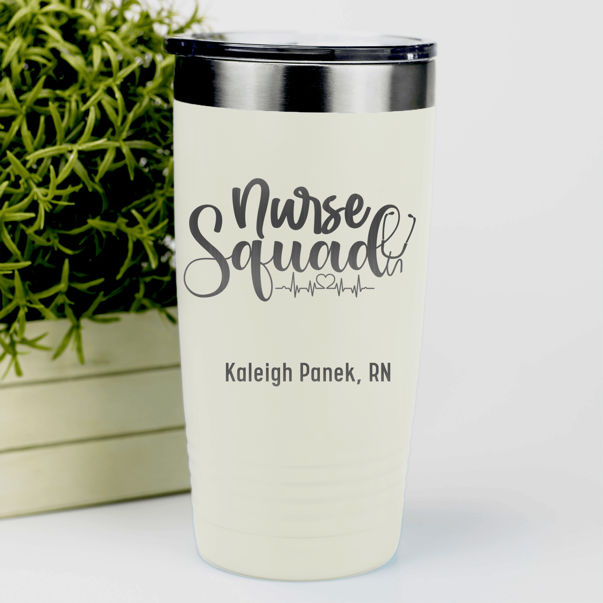 White Nurse Tumbler With Nurse Squad Design