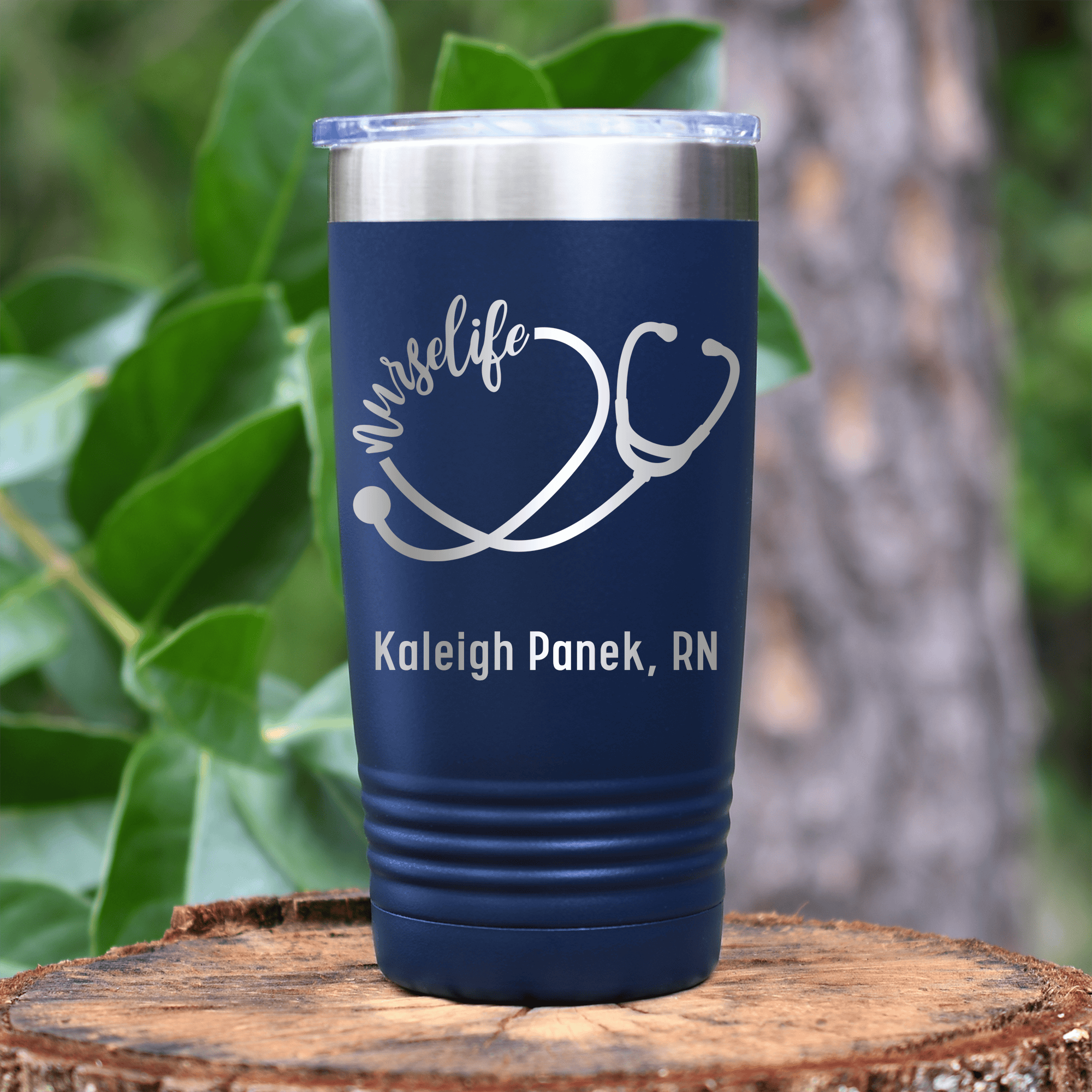 Navy Nurse Tumbler With Nurselife Script Design