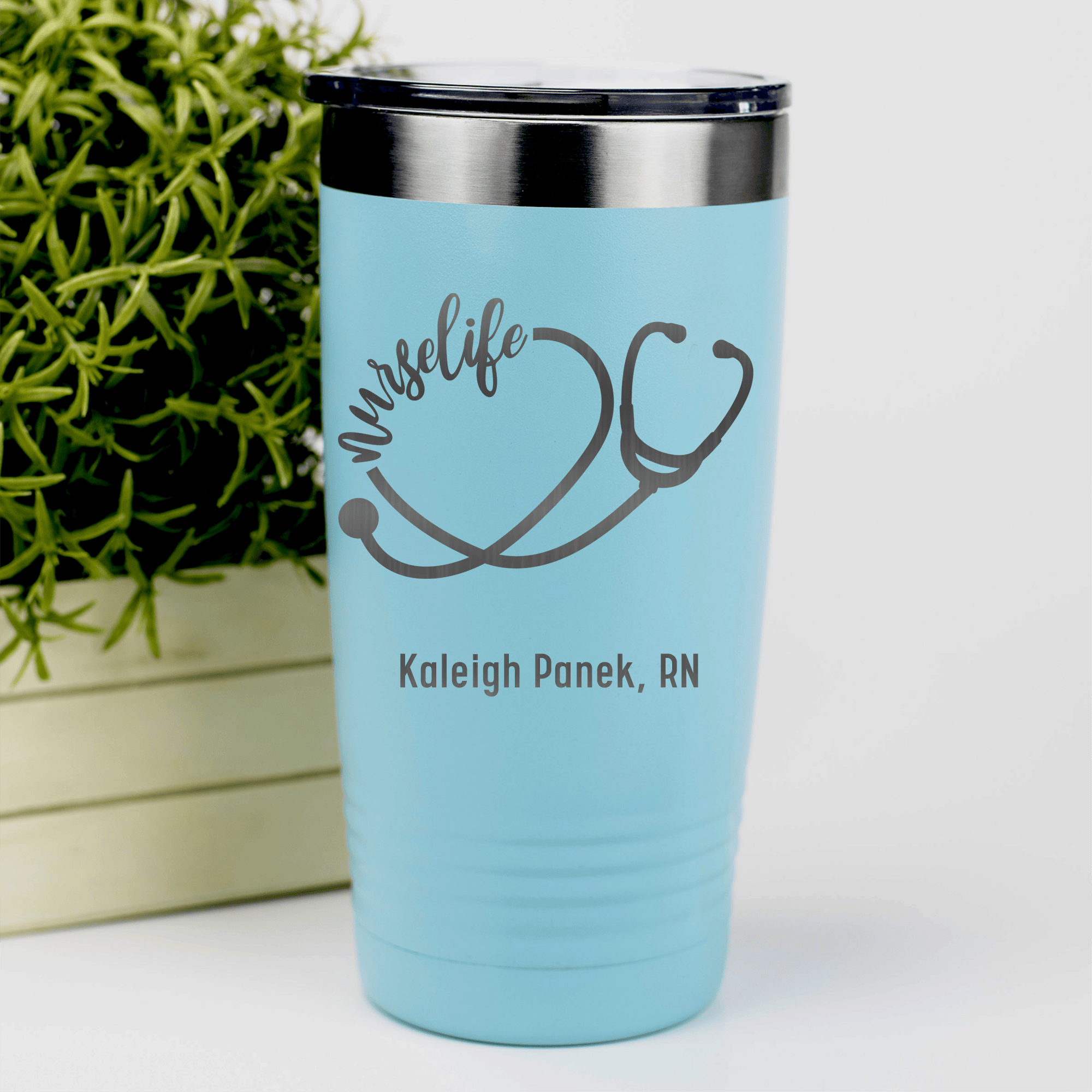 Teal Nurse Tumbler With Nurselife Script Design