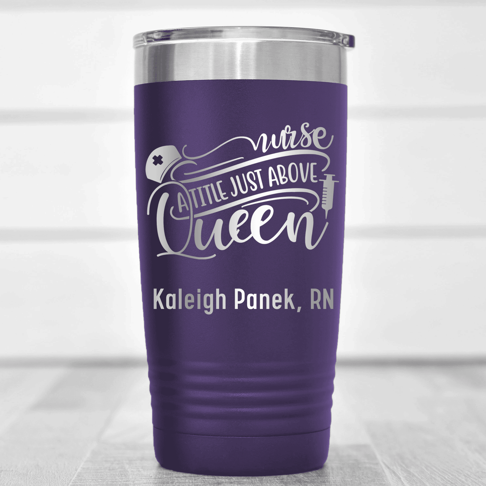 Purple Nurse Tumbler With Nurses Above Queens Design