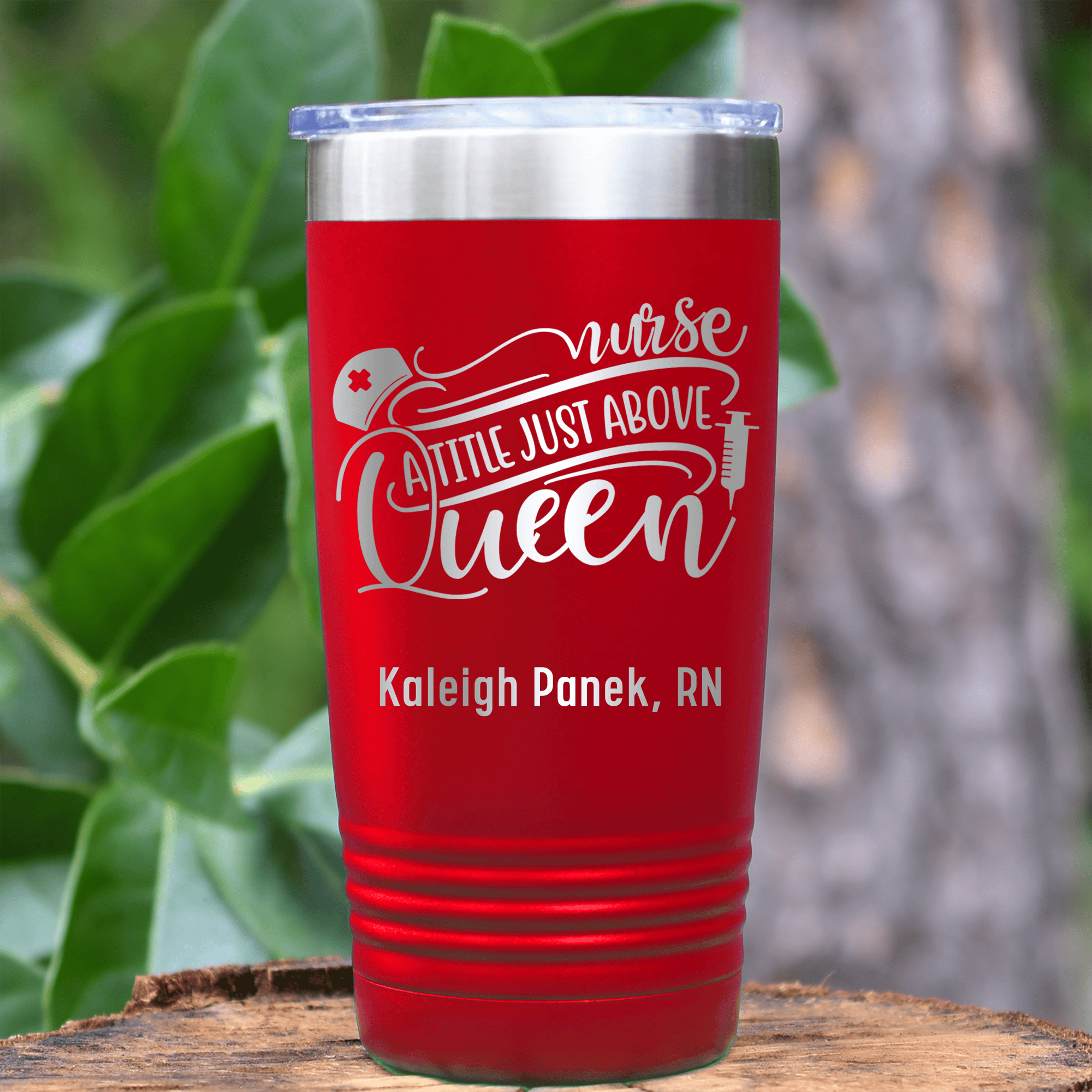 Red Nurse Tumbler With Nurses Above Queens Design