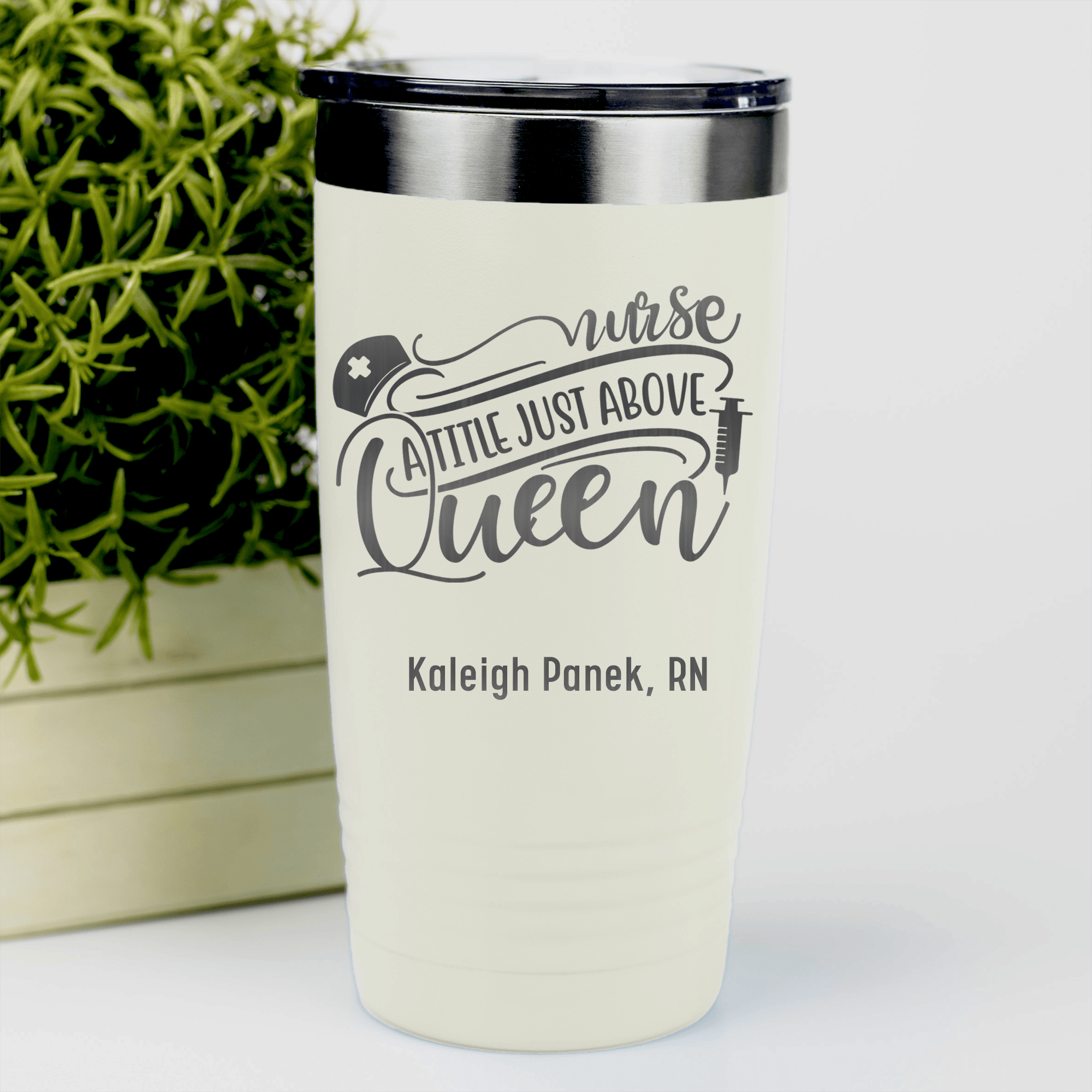 White Nurse Tumbler With Nurses Above Queens Design