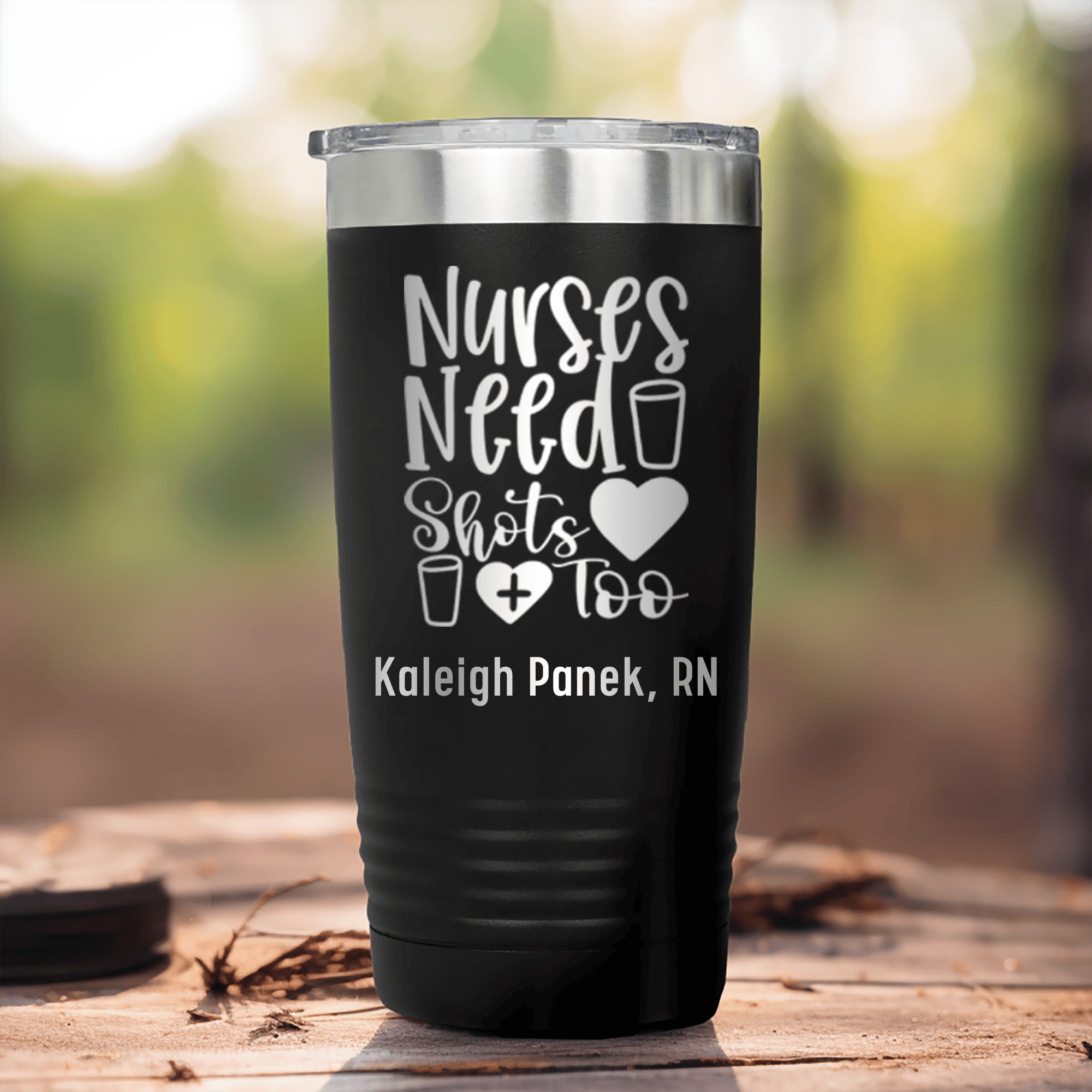 Black Nurse Tumbler With Nurses Need Shots Too Design