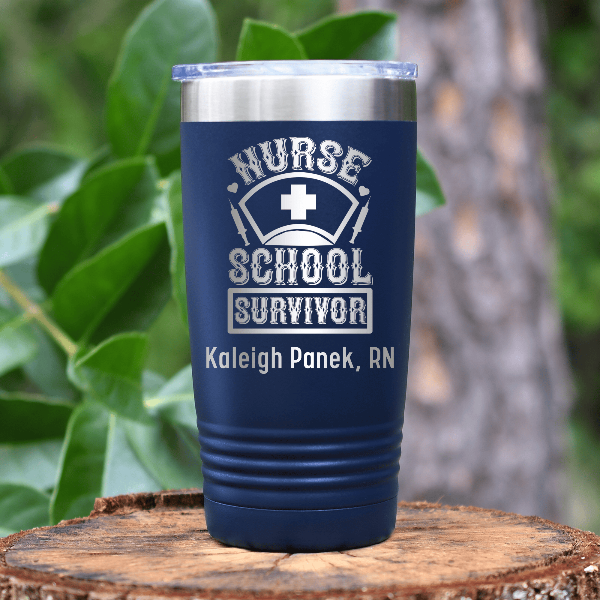 Navy Nurse Tumbler With Nursing School Survivor Design