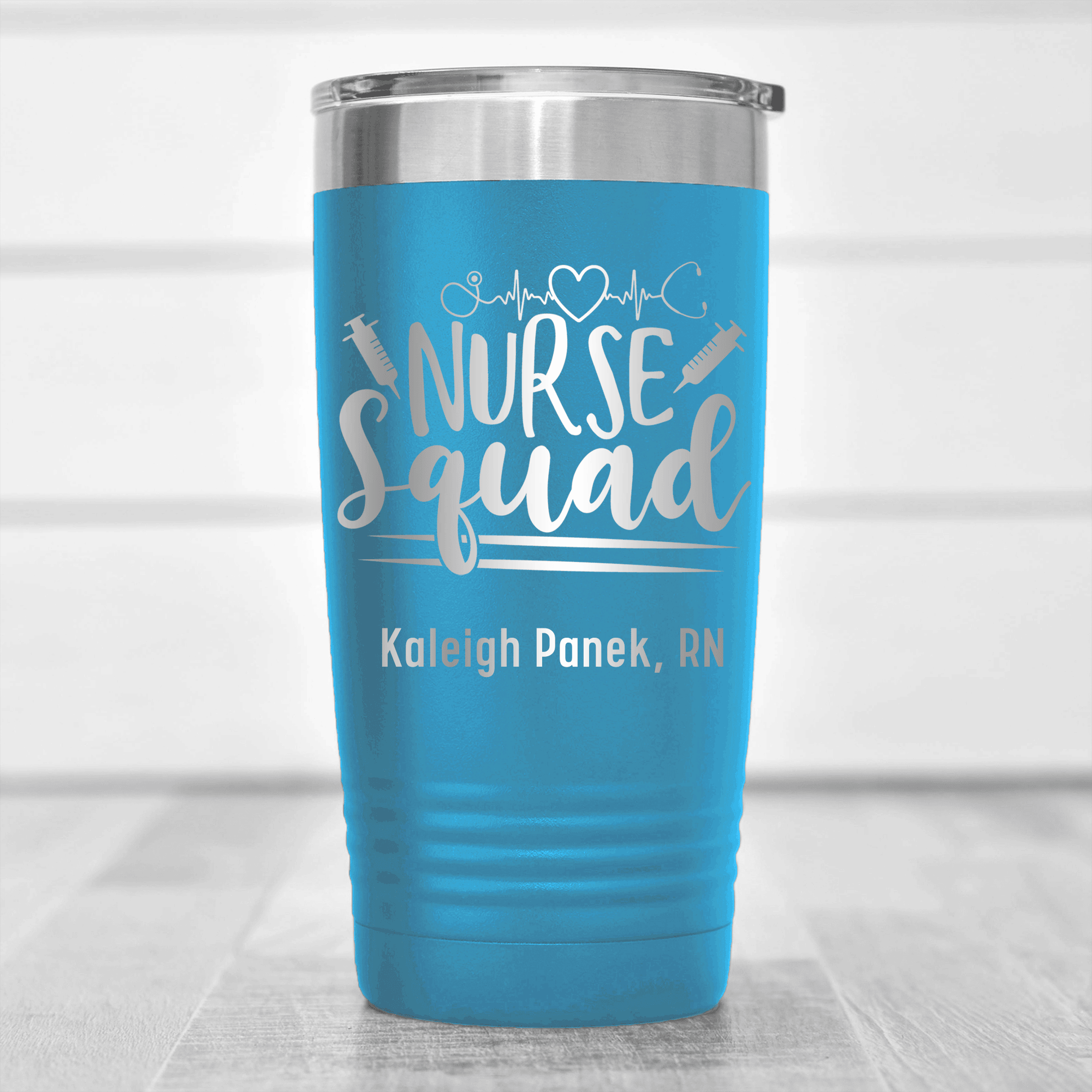 Light Blue Nurse Tumbler With Nursing Squad Design