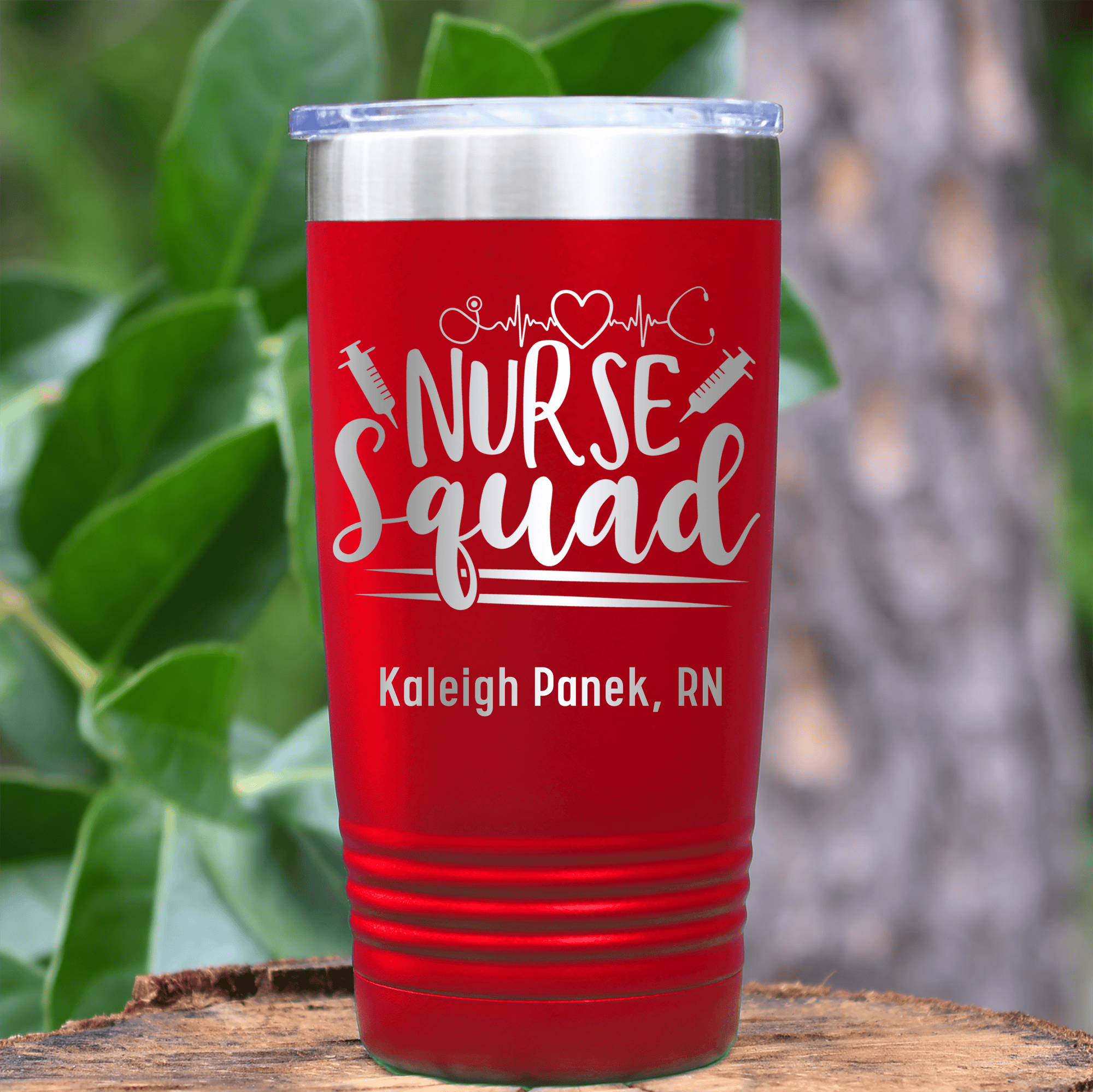 Red Nurse Tumbler With Nursing Squad Design