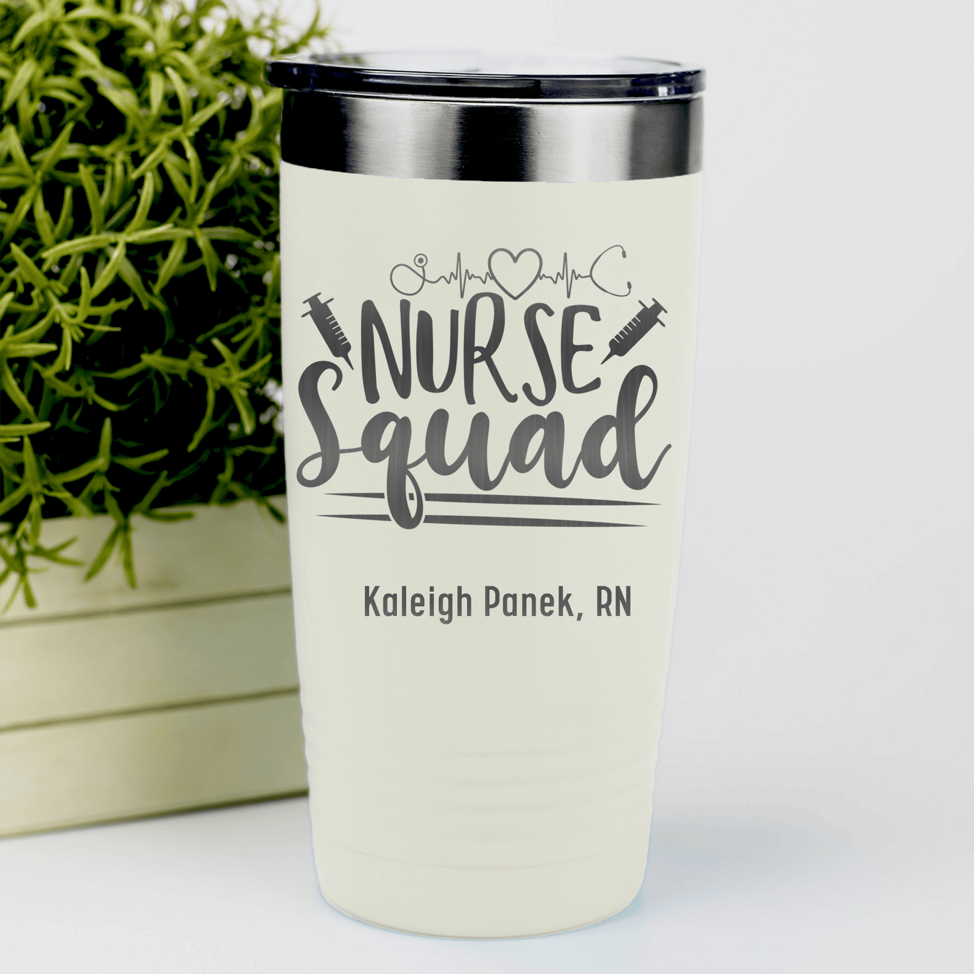 White Nurse Tumbler With Nursing Squad Design