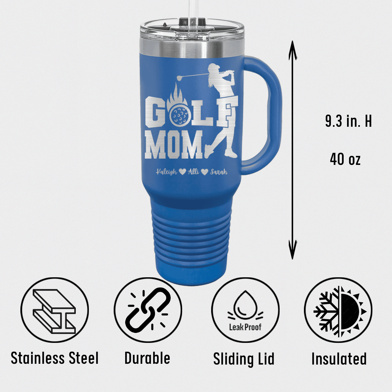 On Fire Golf Mom Travel Mug With Handle