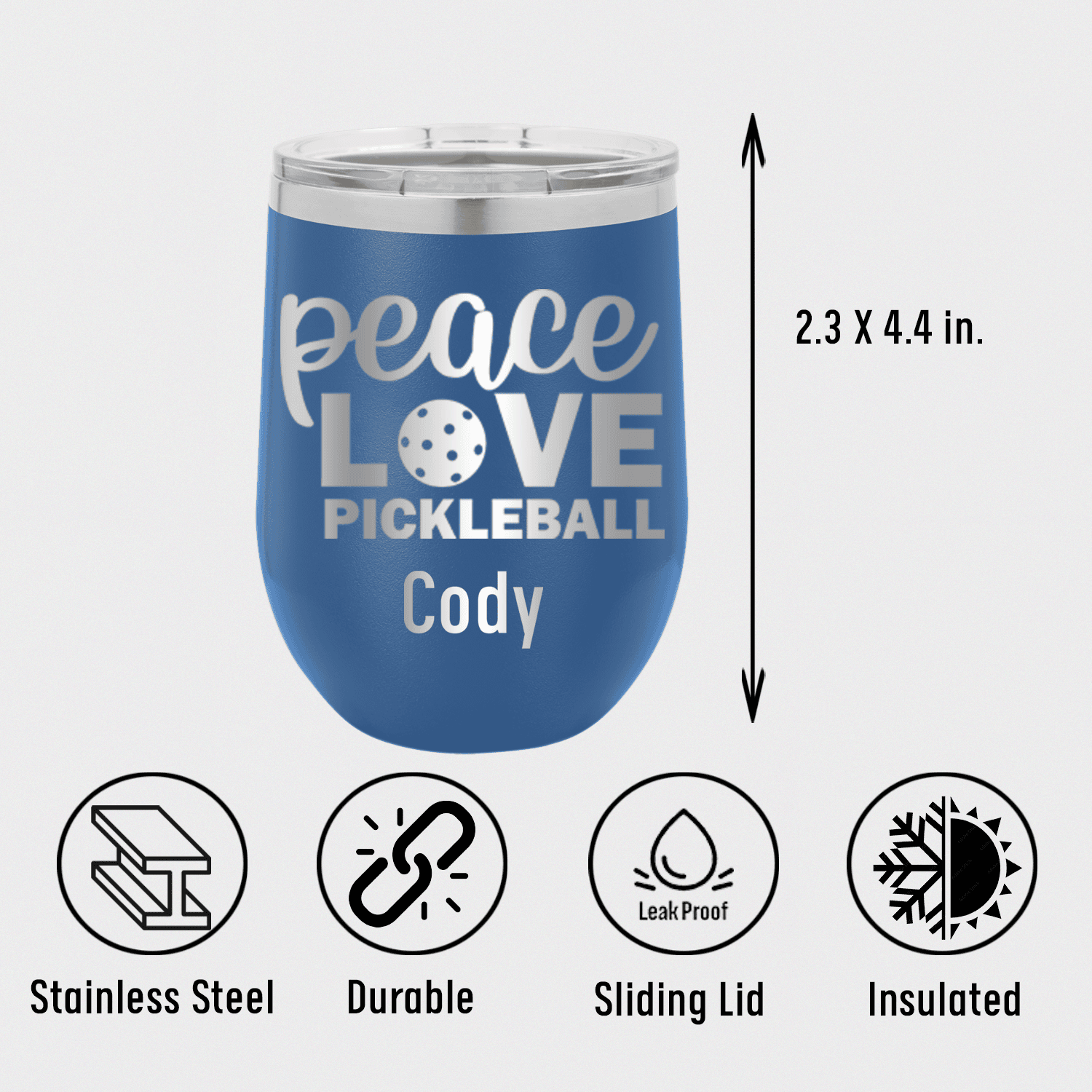 Peace Love Pickleball Wine Tumbler