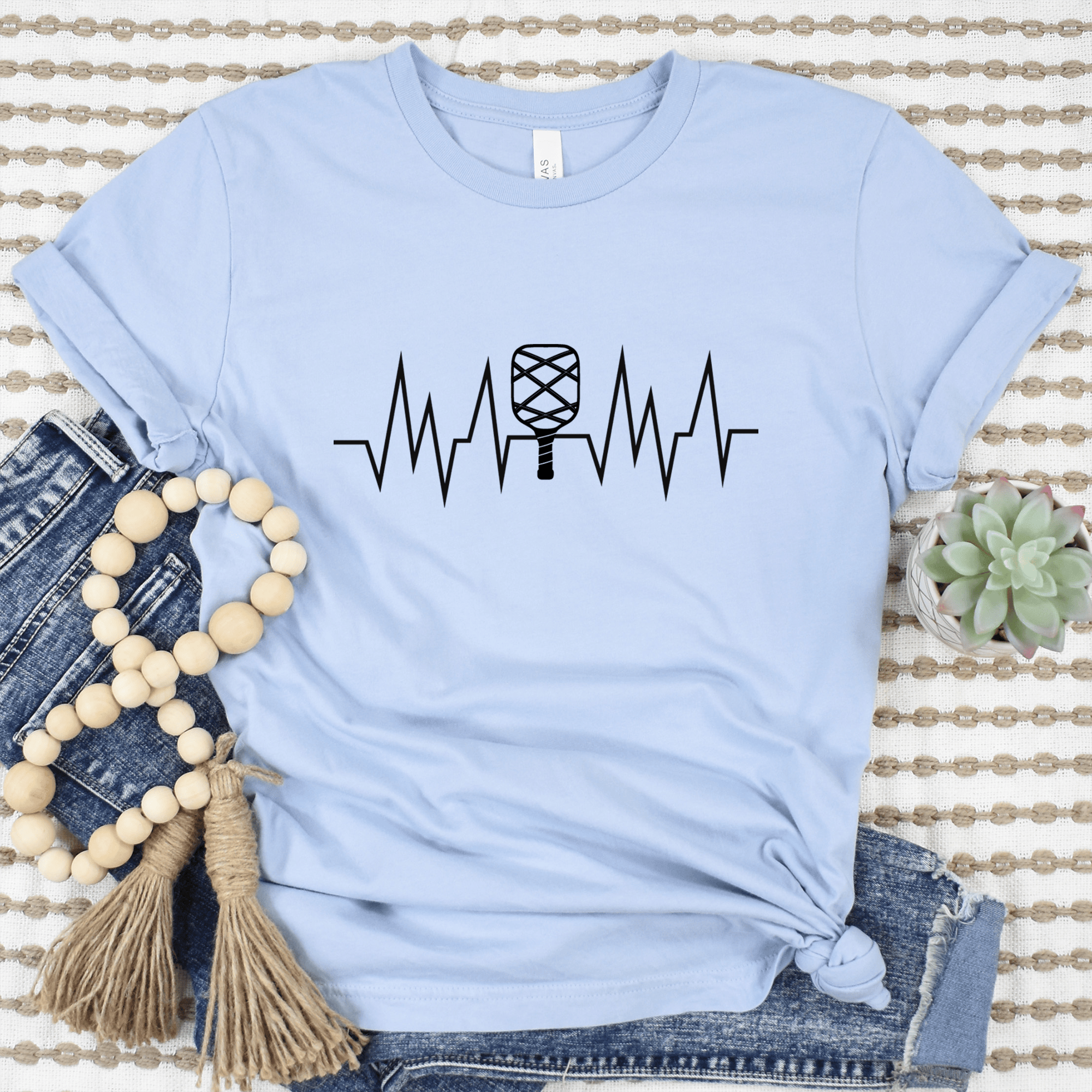 Womens Light Blue T Shirt with Pickle-Beats design