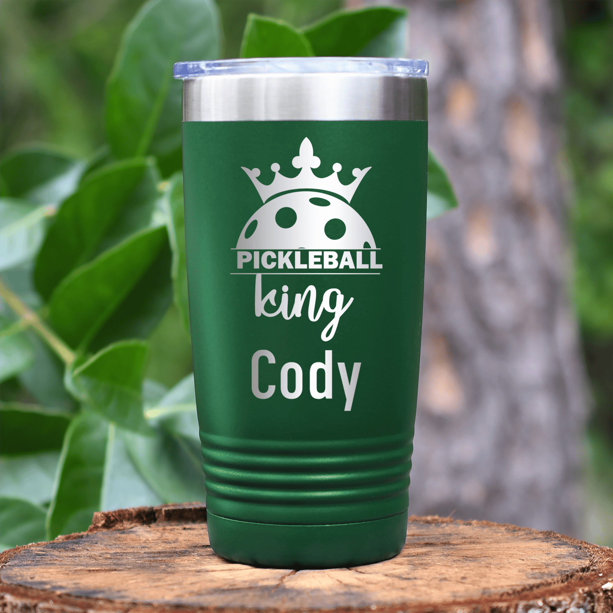 Green Pickleball Tumbler With Pickle King Design