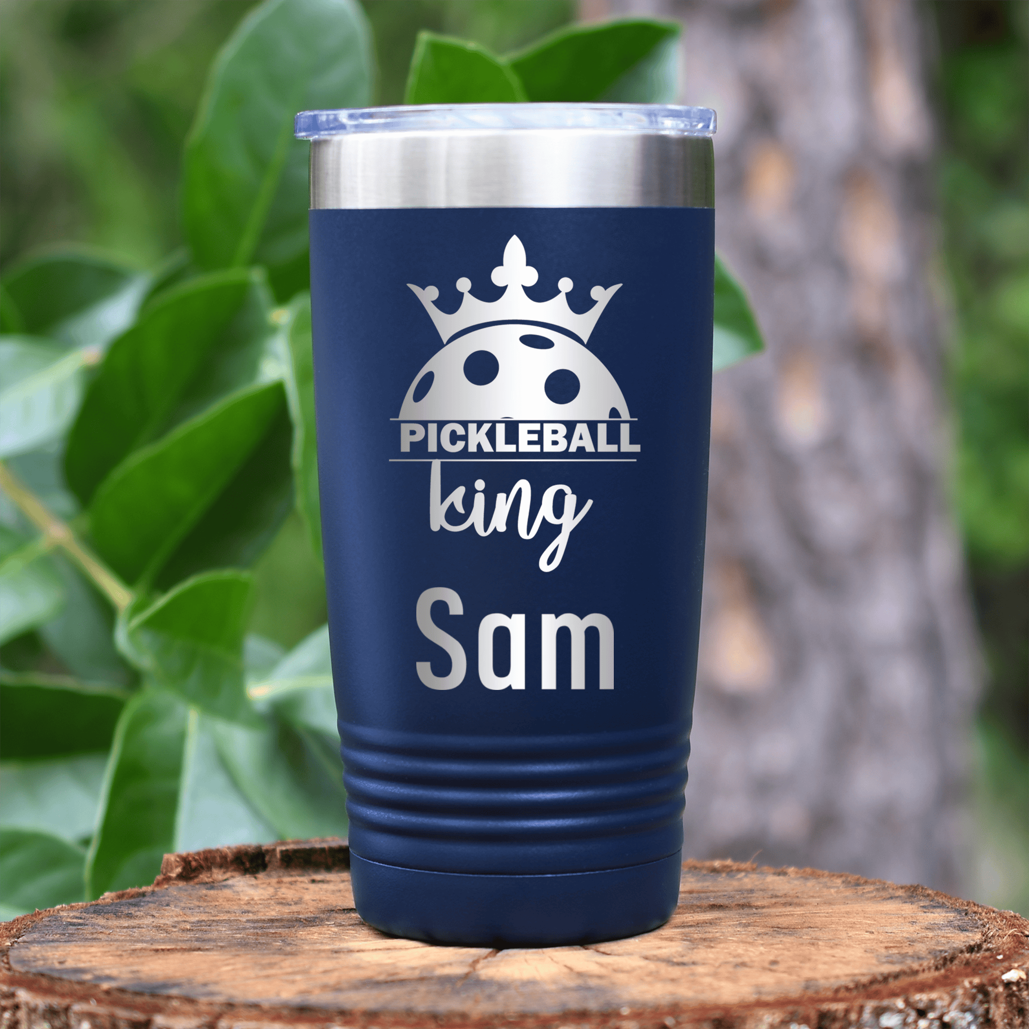 Navy Pickleball Tumbler With Pickle King Design