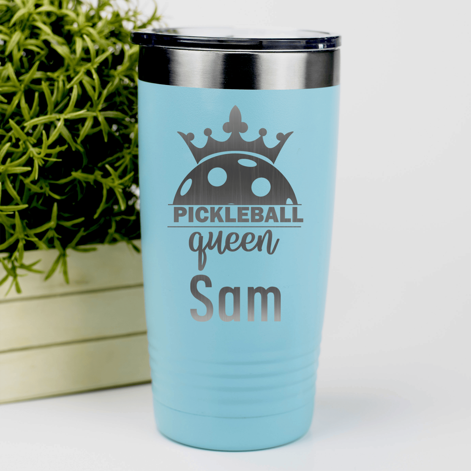 Teal Pickleball Tumbler With Pickle Queen Design