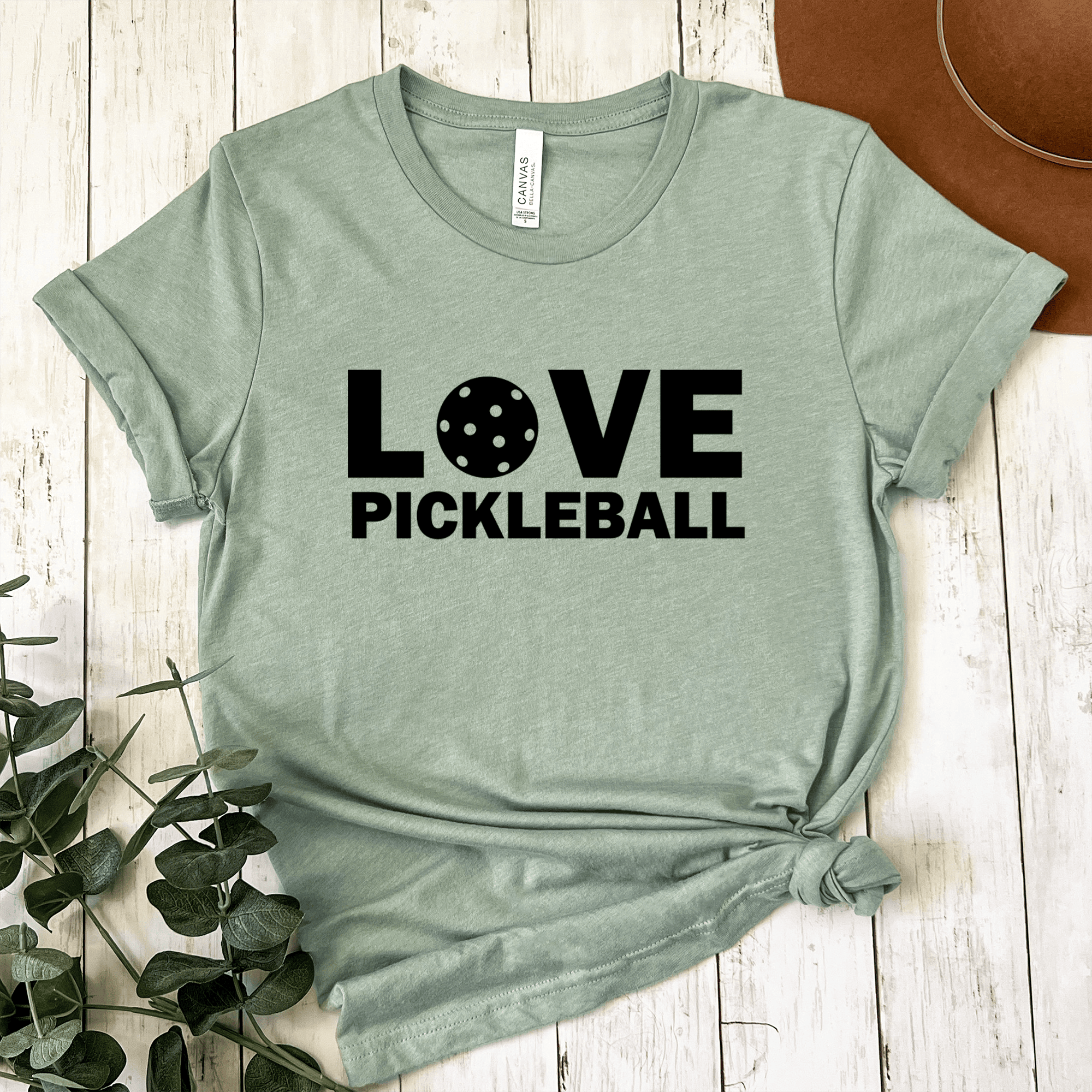 Womens Light Green T Shirt with Pickleball-Love design