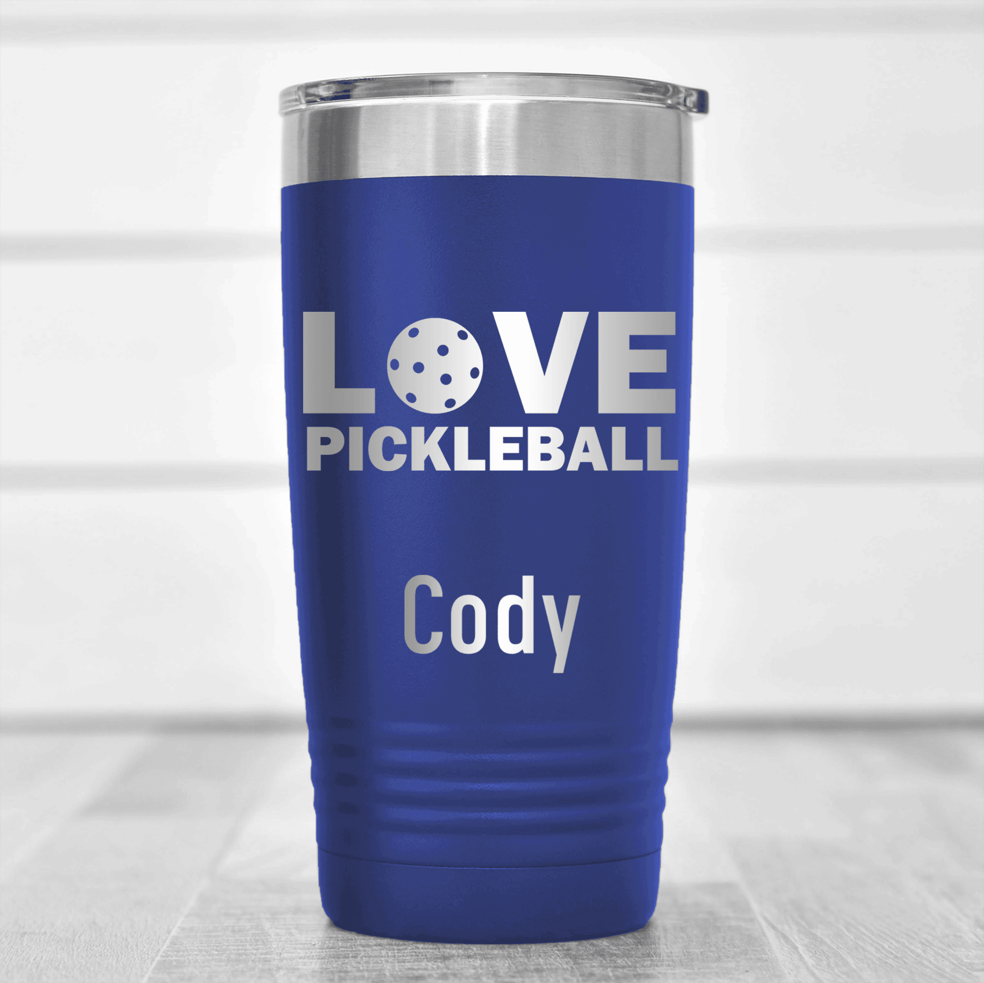 Blue Pickleball Tumbler With Pickleball Love Design