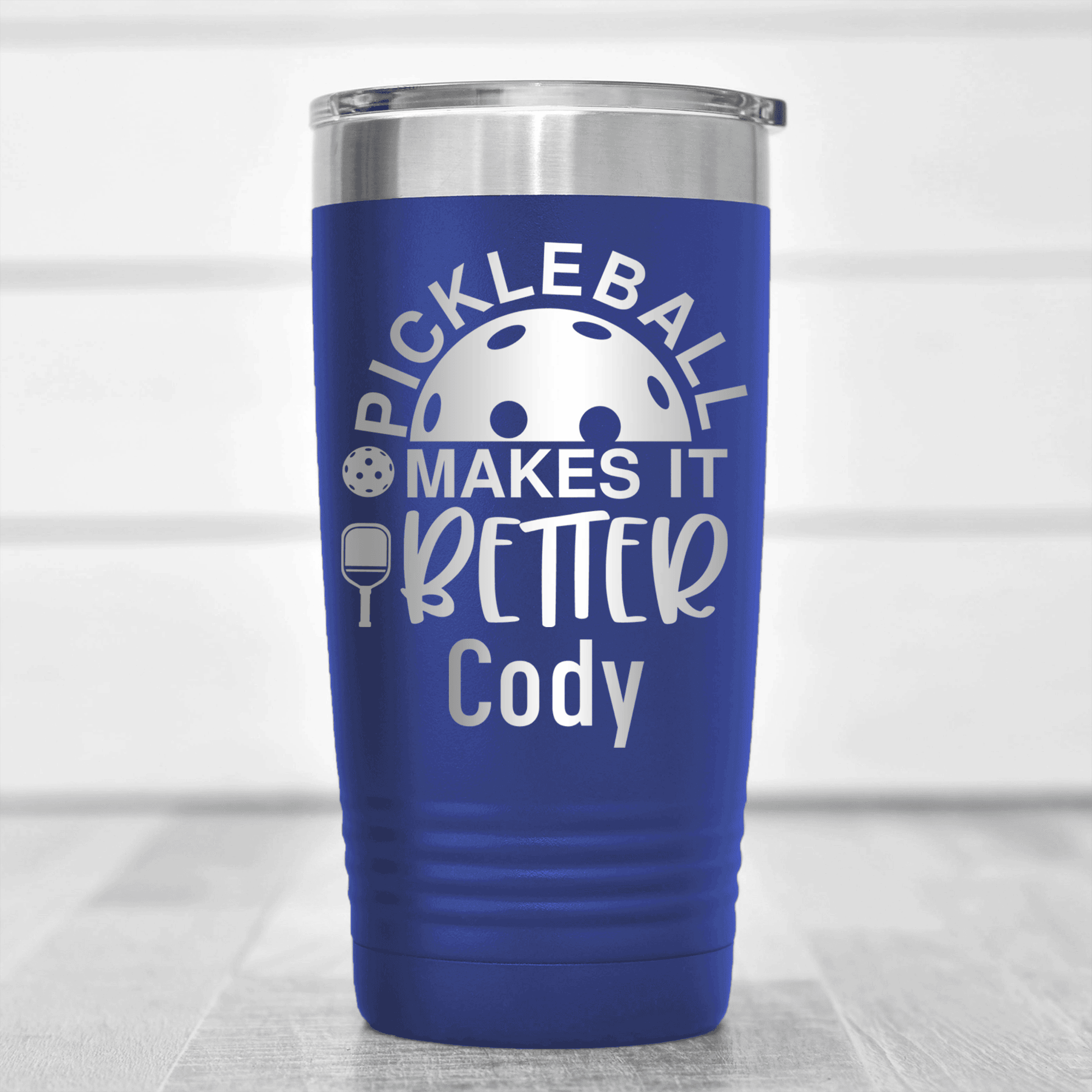 Blue Pickleball Tumbler With Pickleball Makes It Better Design