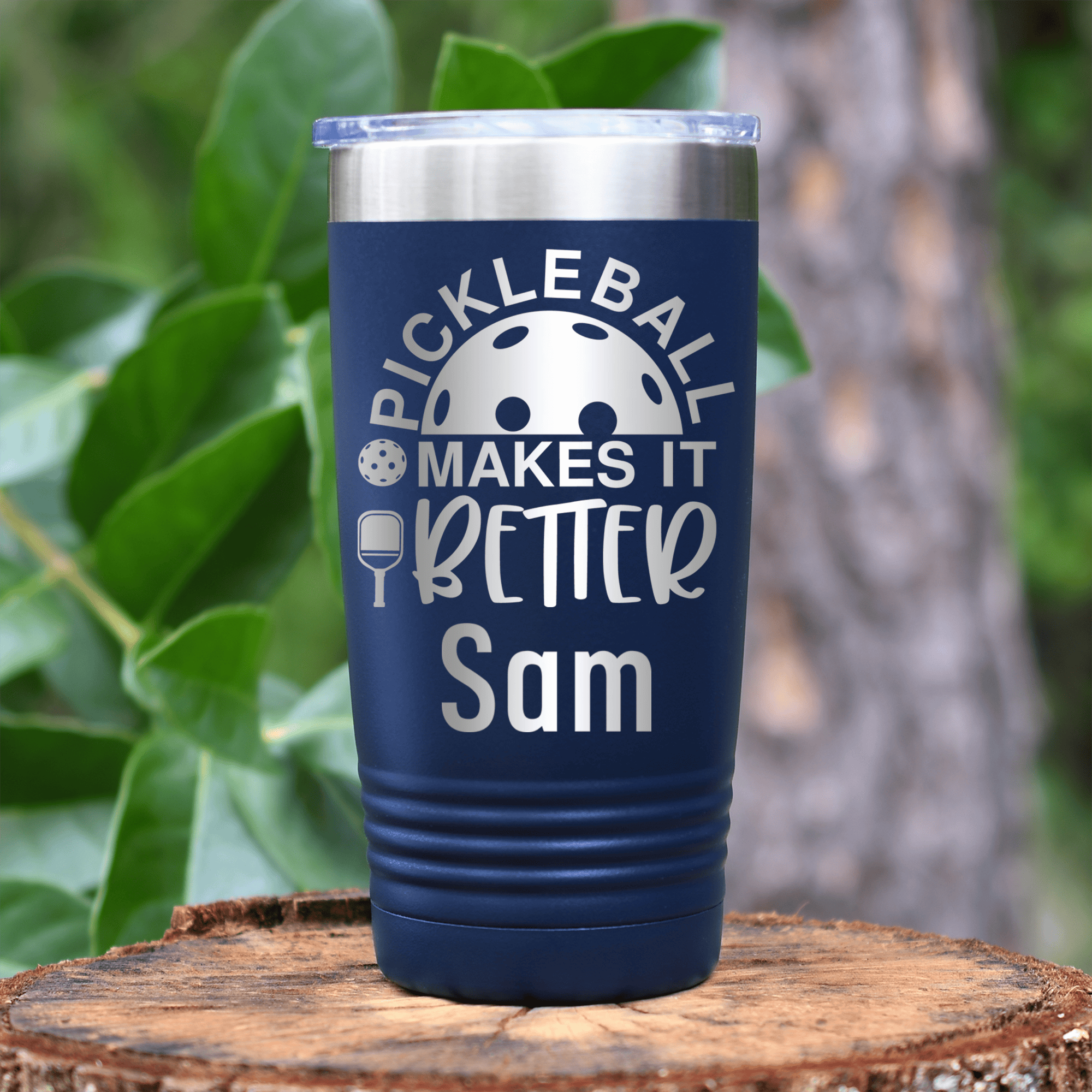 Navy Pickleball Tumbler With Pickleball Makes It Better Design