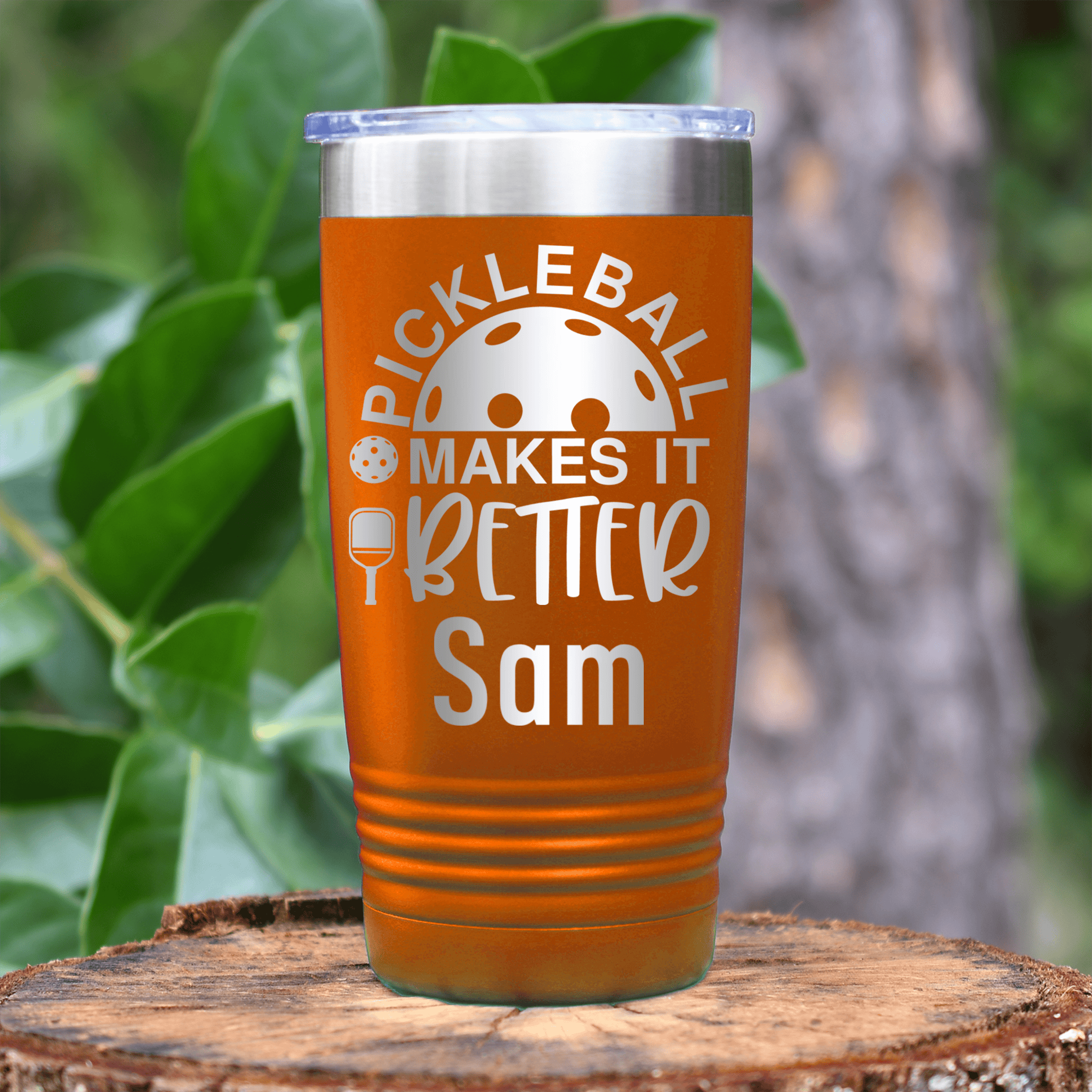 Orange Pickleball Tumbler With Pickleball Makes It Better Design