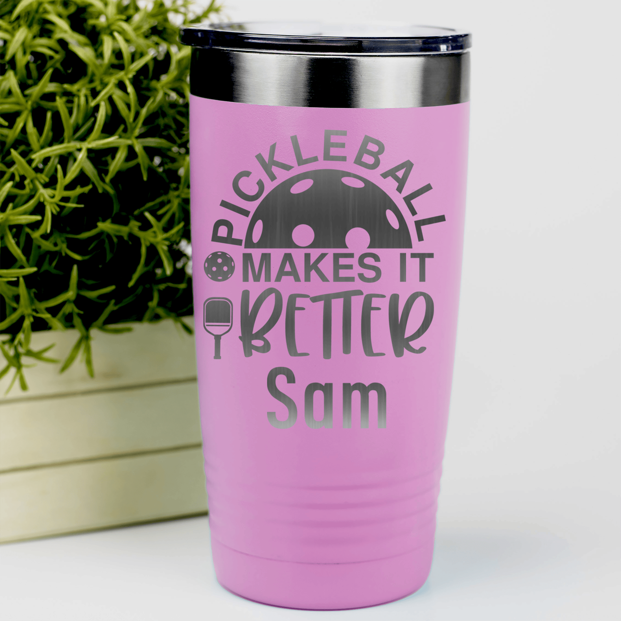 Pink Pickleball Tumbler With Pickleball Makes It Better Design