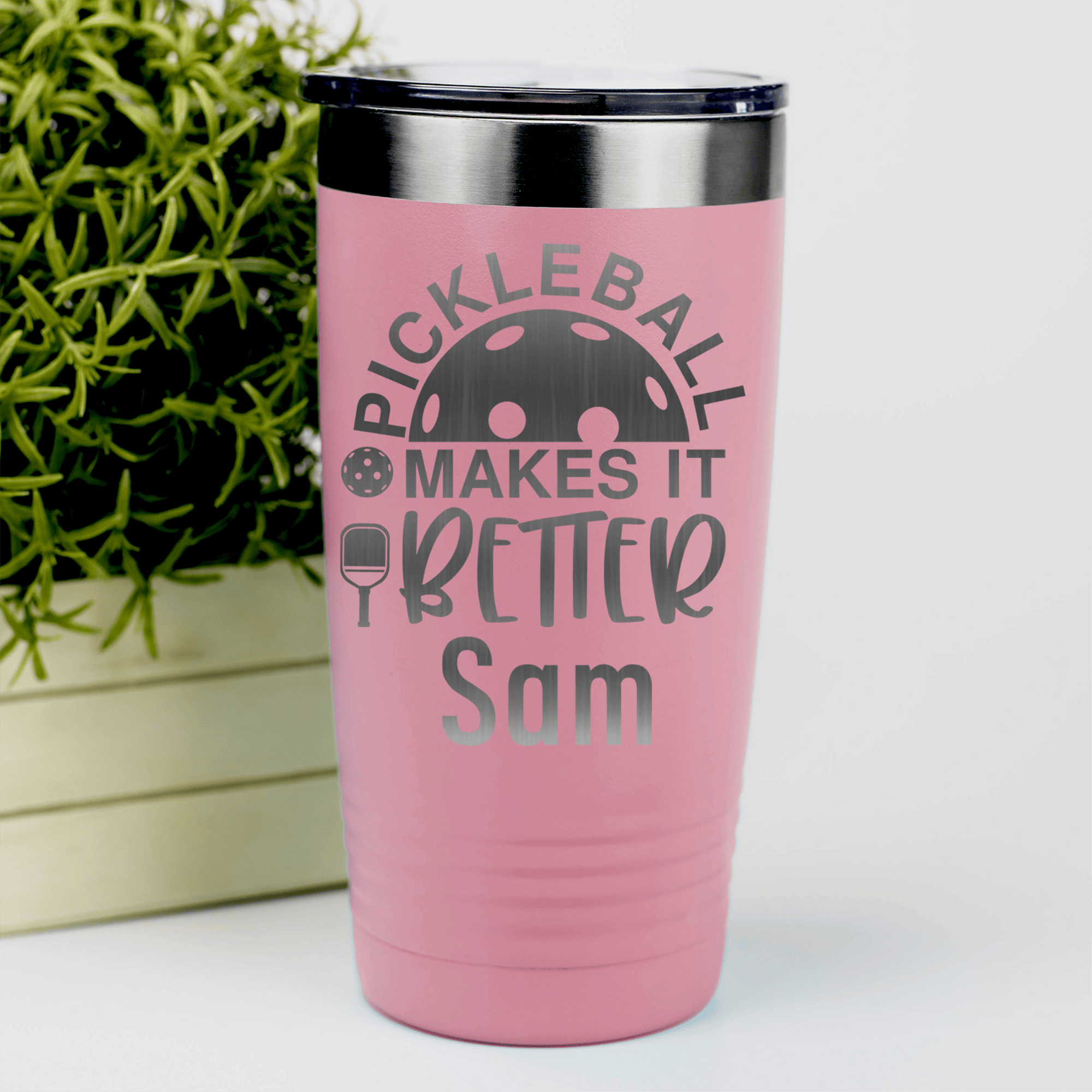 Salmon Pickleball Tumbler With Pickleball Makes It Better Design