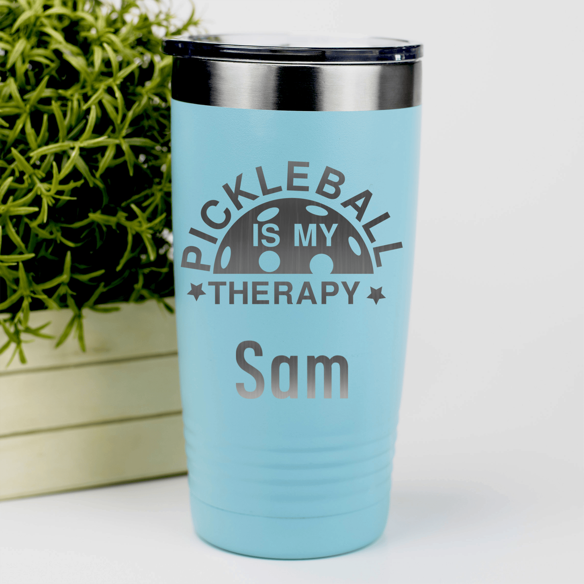 Teal Pickleball Tumbler With Pickleball Therapy Design