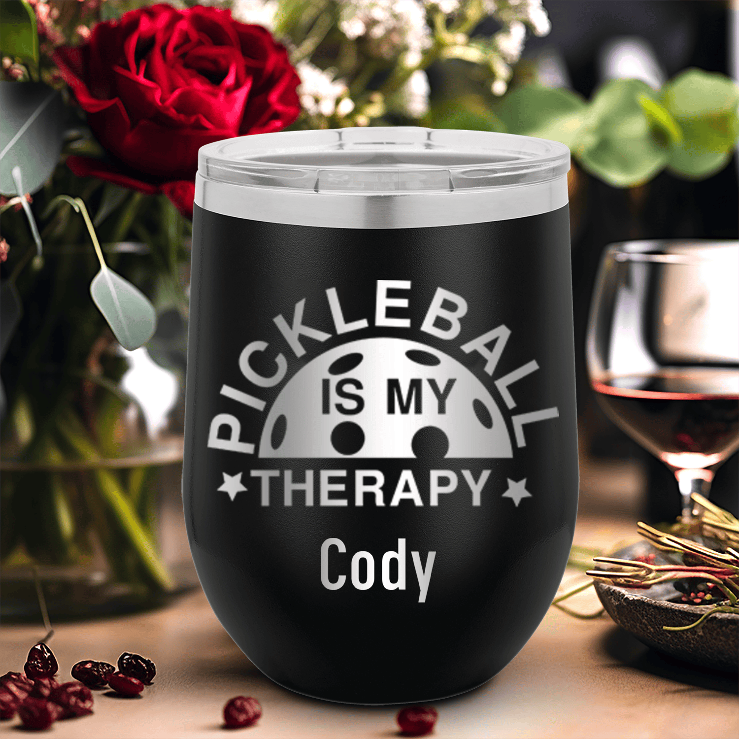 Pickleball Therapy Wine Tumbler