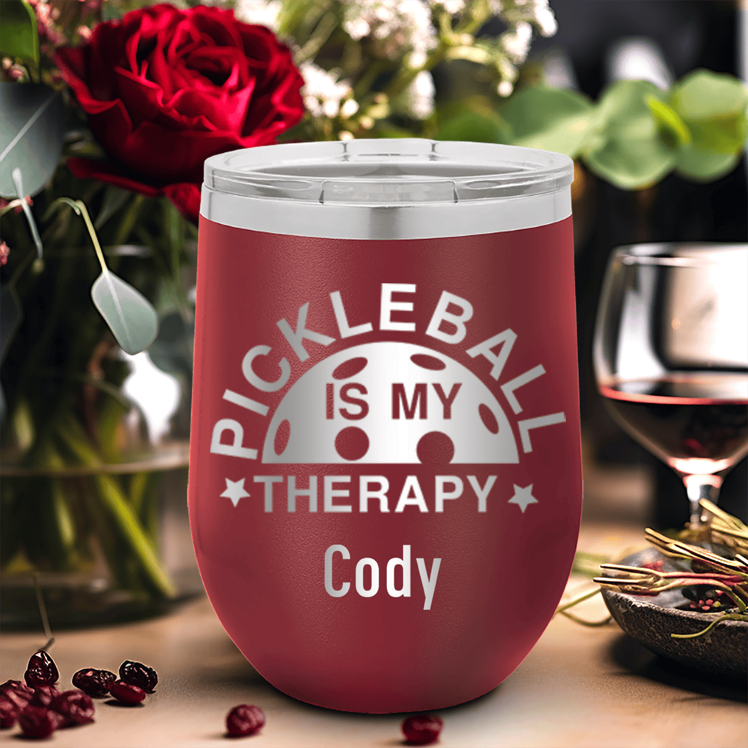 Pickleball Therapy Wine Tumbler