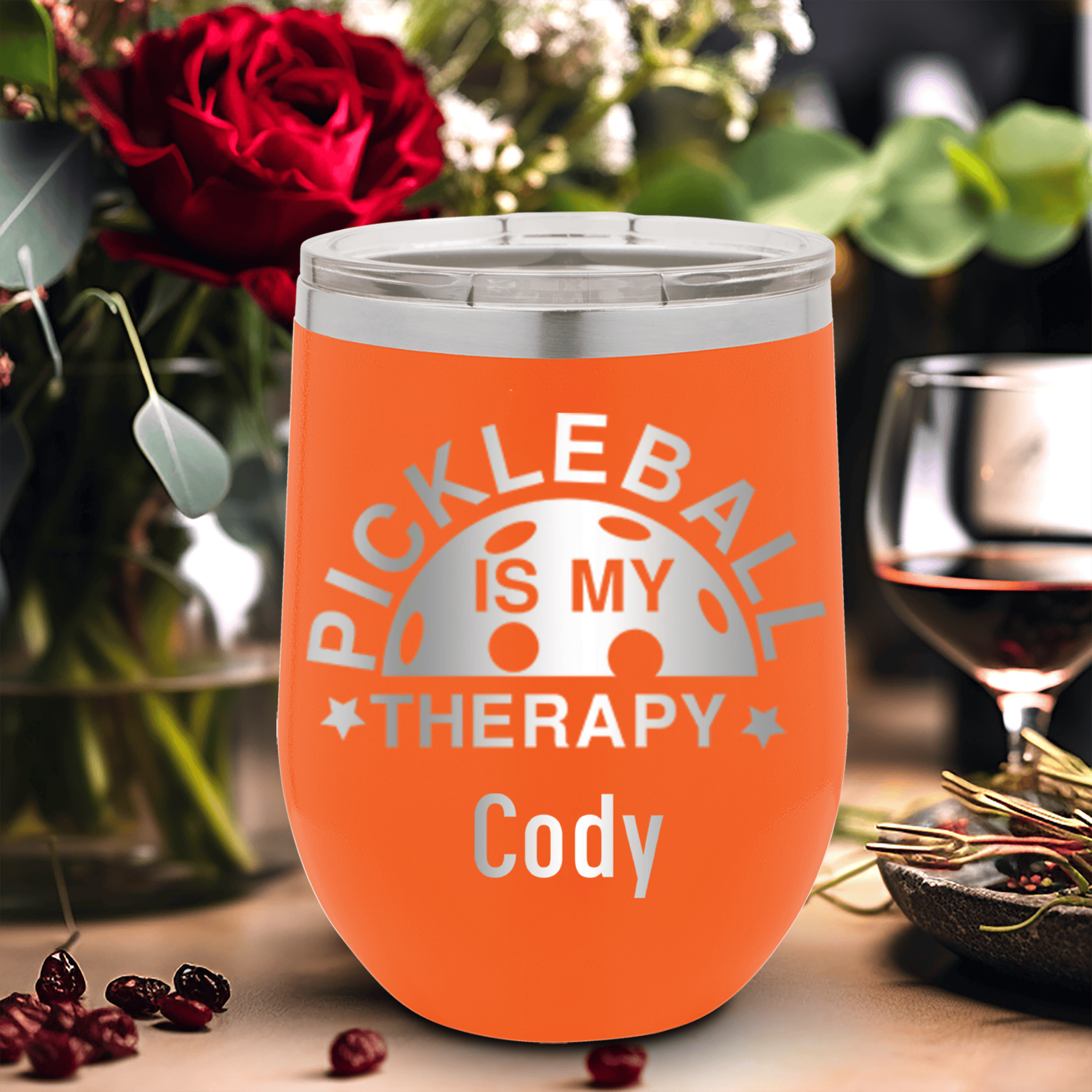 Pickleball Therapy Wine Tumbler