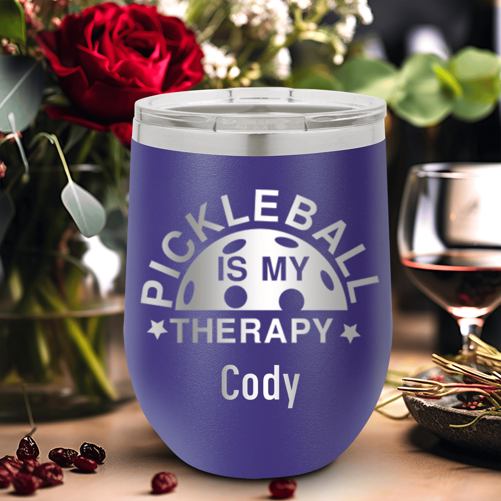 Pickleball Therapy Wine Tumbler