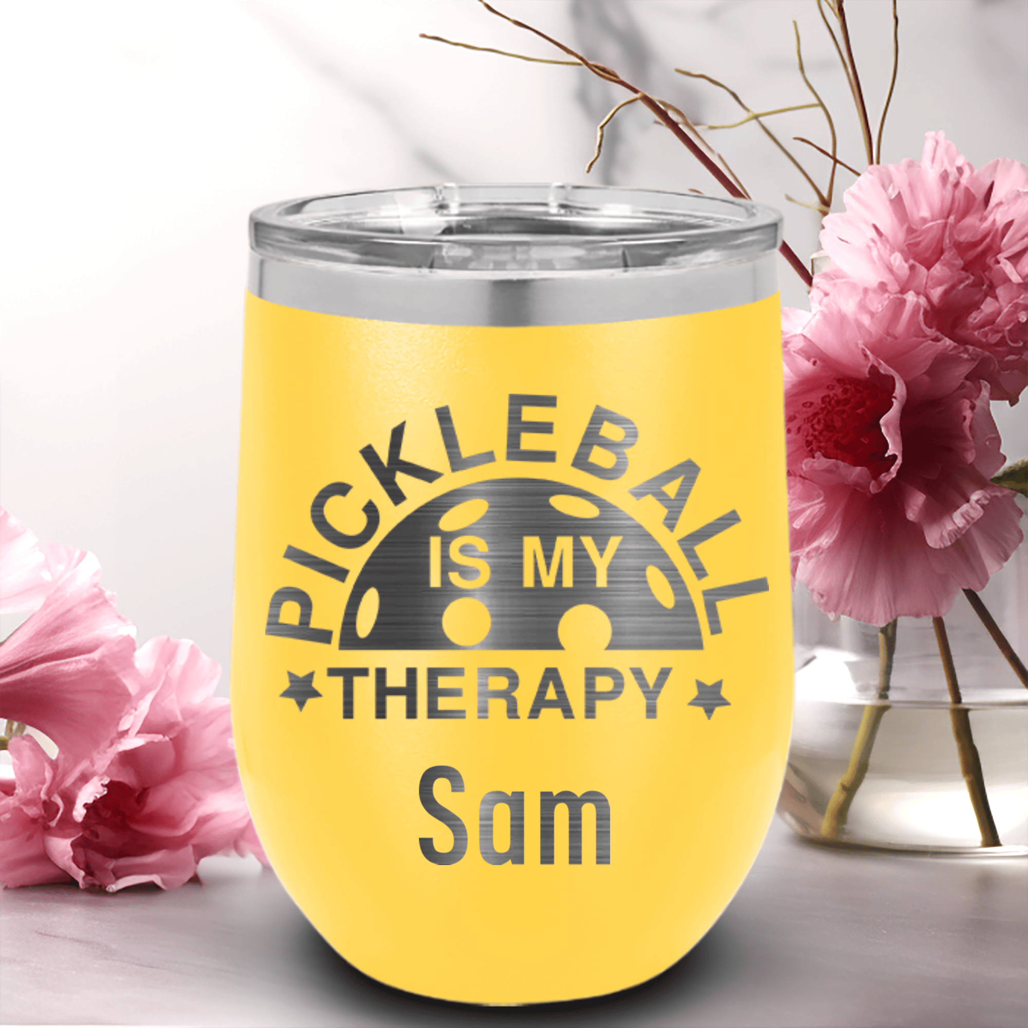 Pickleball Therapy Wine Tumbler