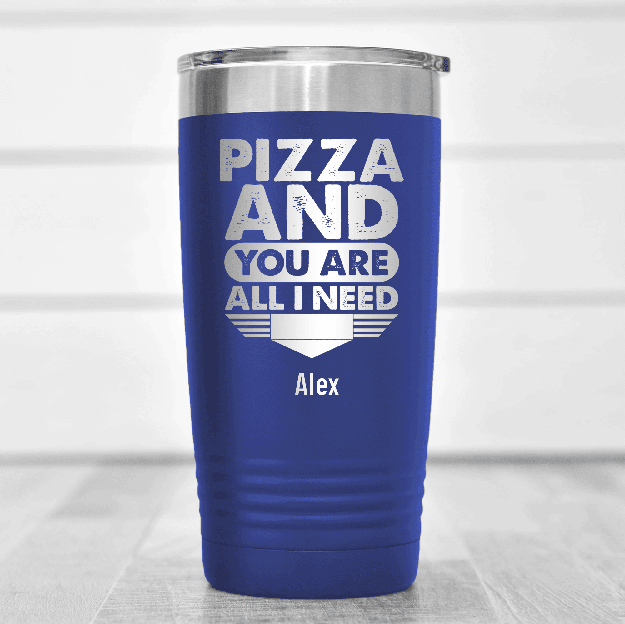 Blue Best Friend Tumbler With Pizza And You Are All I Need Design