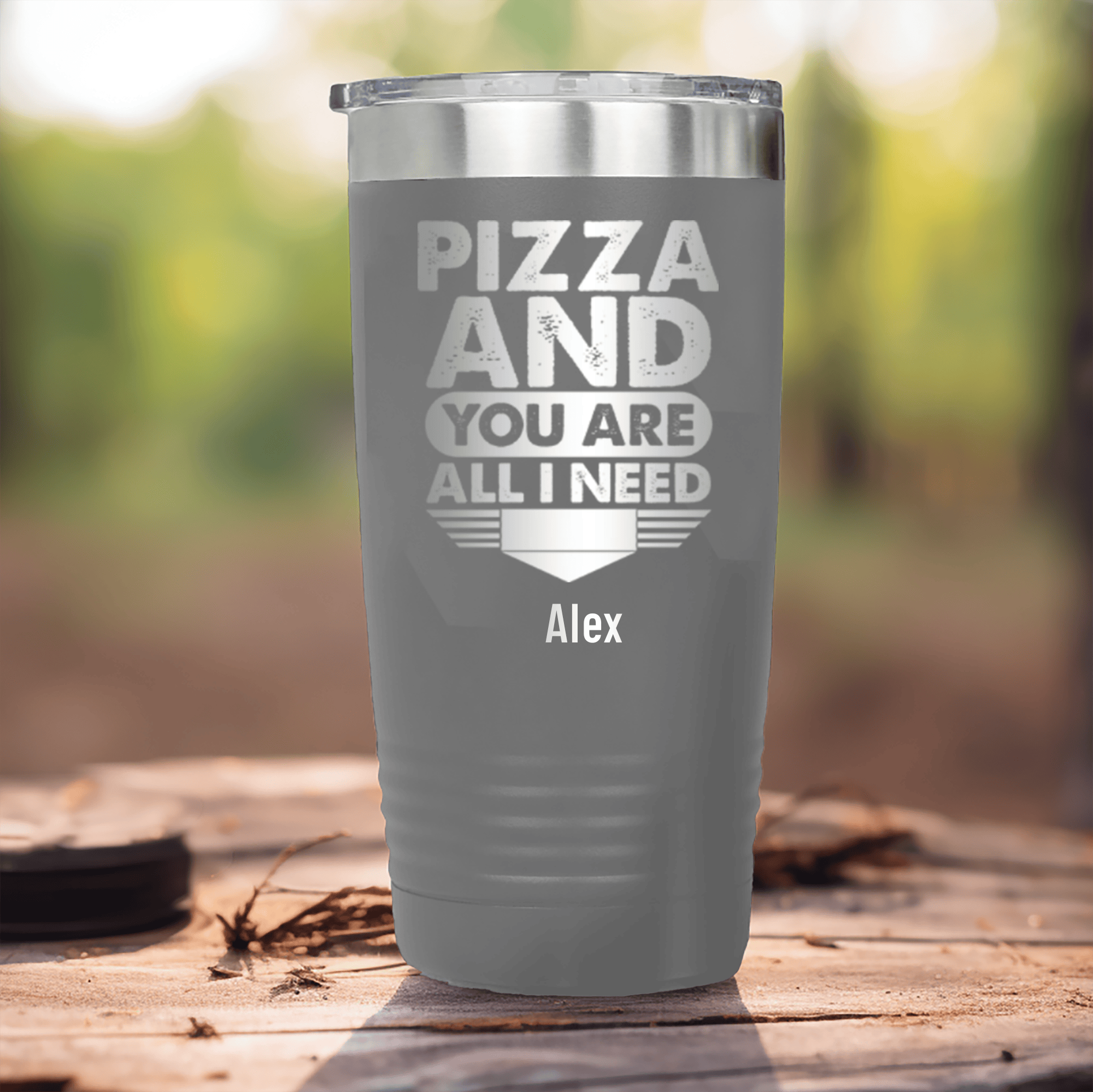 Grey Best Friend Tumbler With Pizza And You Are All I Need Design