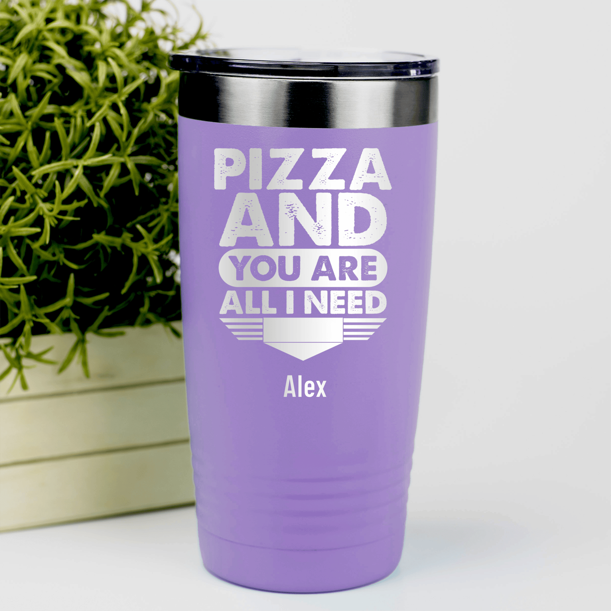Light Purple Best Friend Tumbler With Pizza And You Are All I Need Design