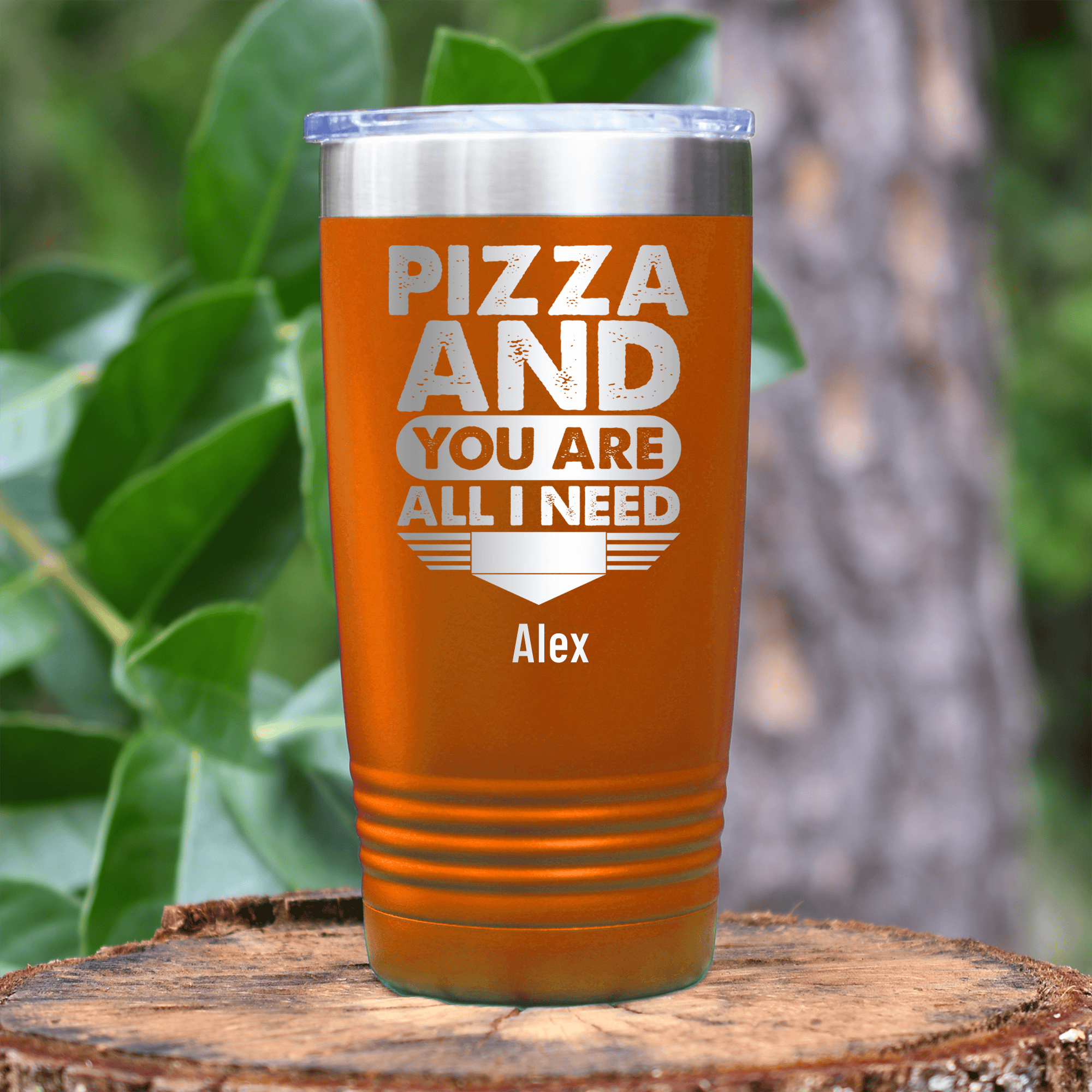 Orange Best Friend Tumbler With Pizza And You Are All I Need Design