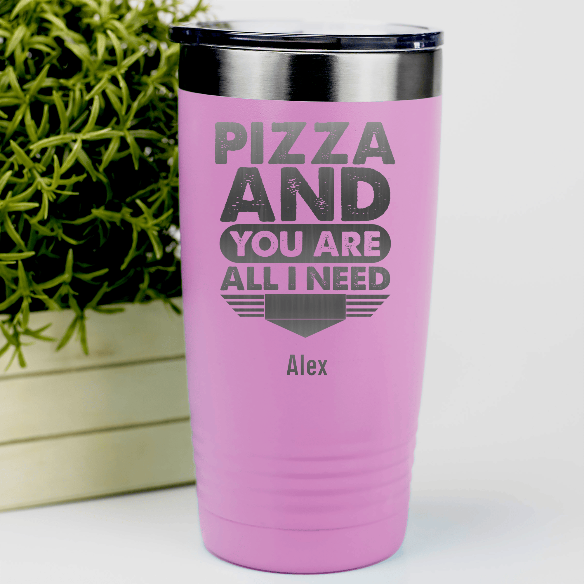 Pink Best Friend Tumbler With Pizza And You Are All I Need Design