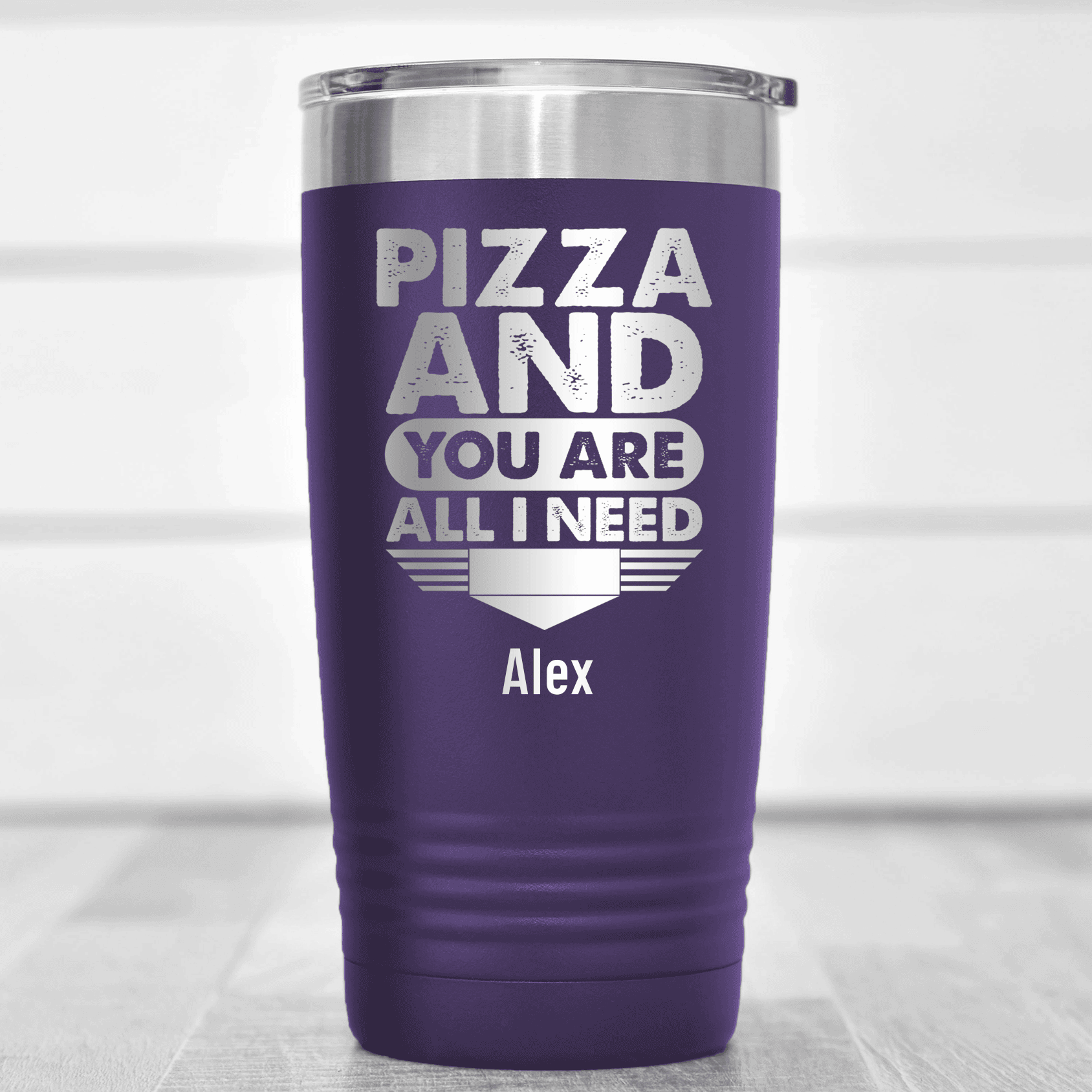 Purple Best Friend Tumbler With Pizza And You Are All I Need Design