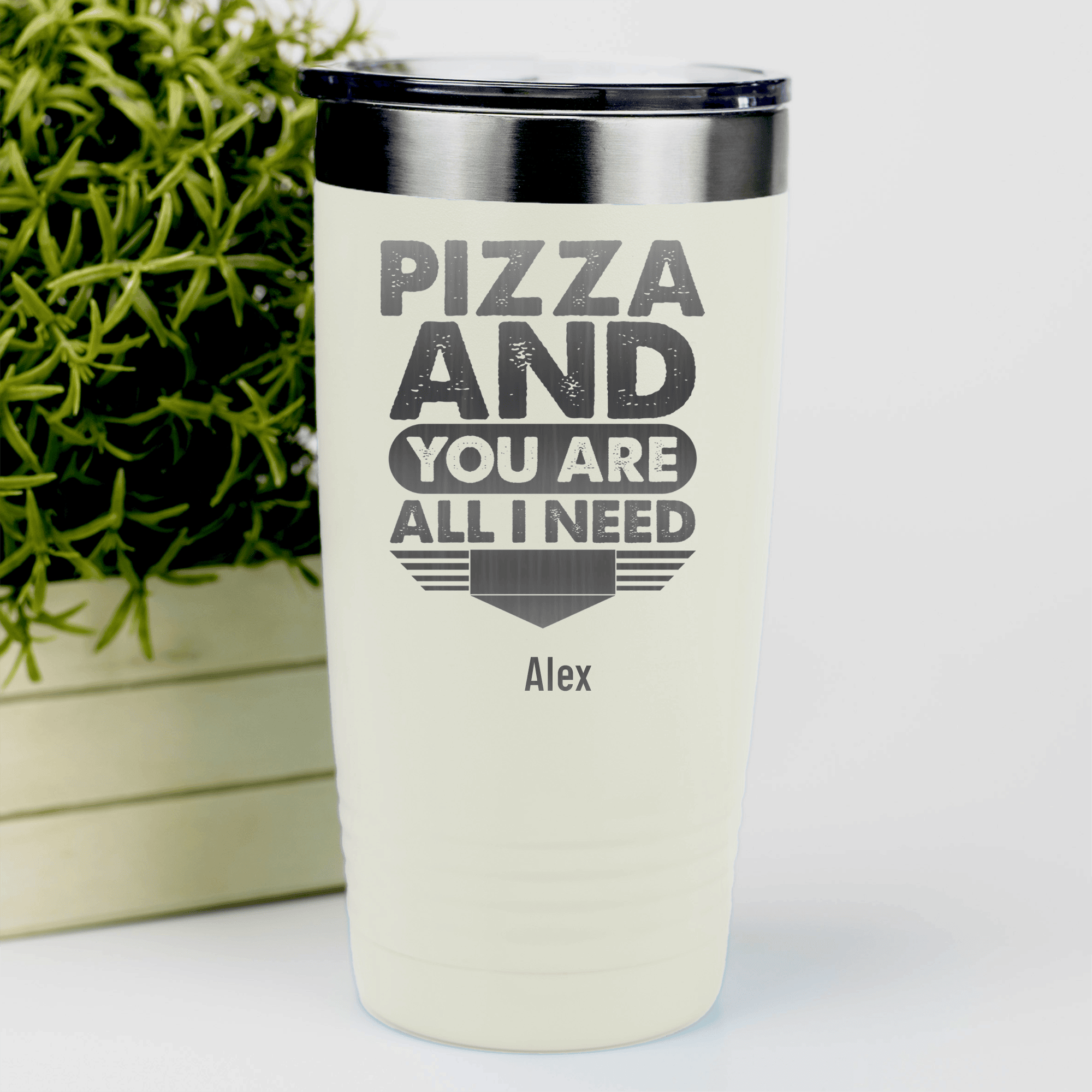 White Best Friend Tumbler With Pizza And You Are All I Need Design