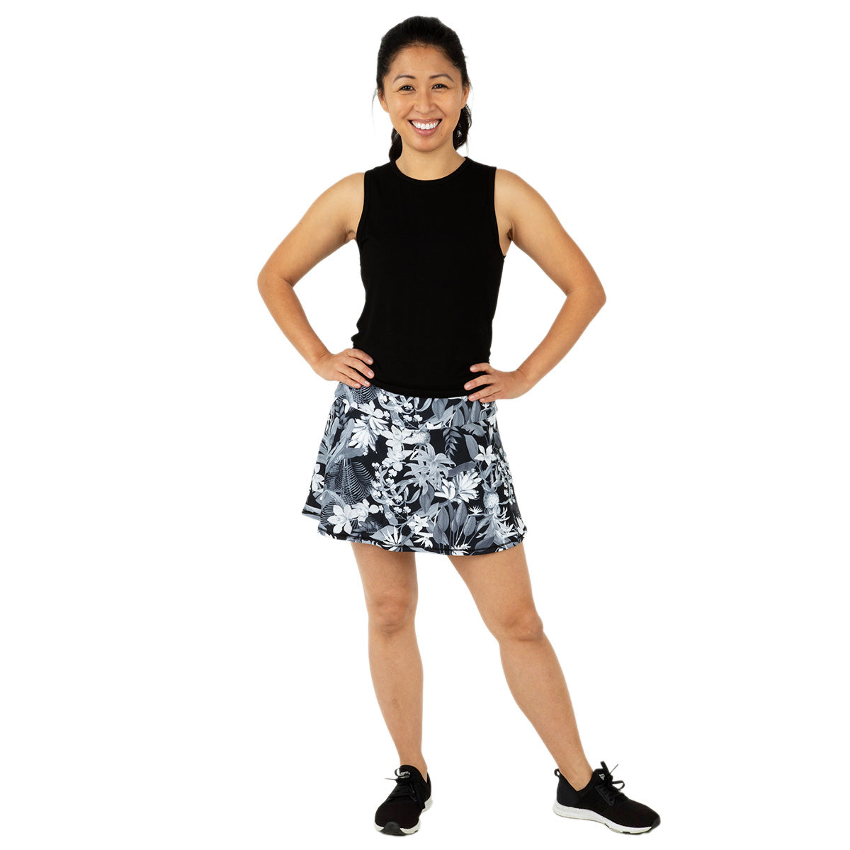 Tropical Black and White Swing Skort