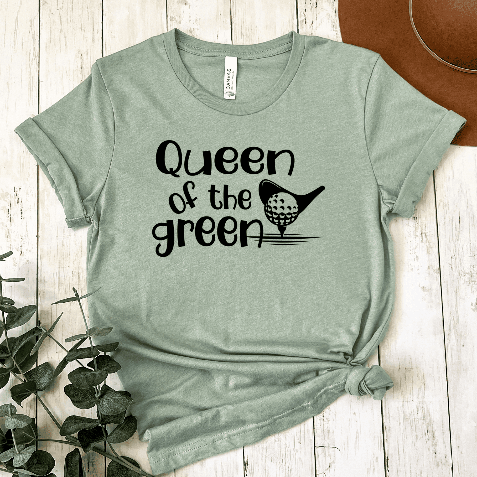 Womens Light Green T Shirt with Queen-Of-The-Green design